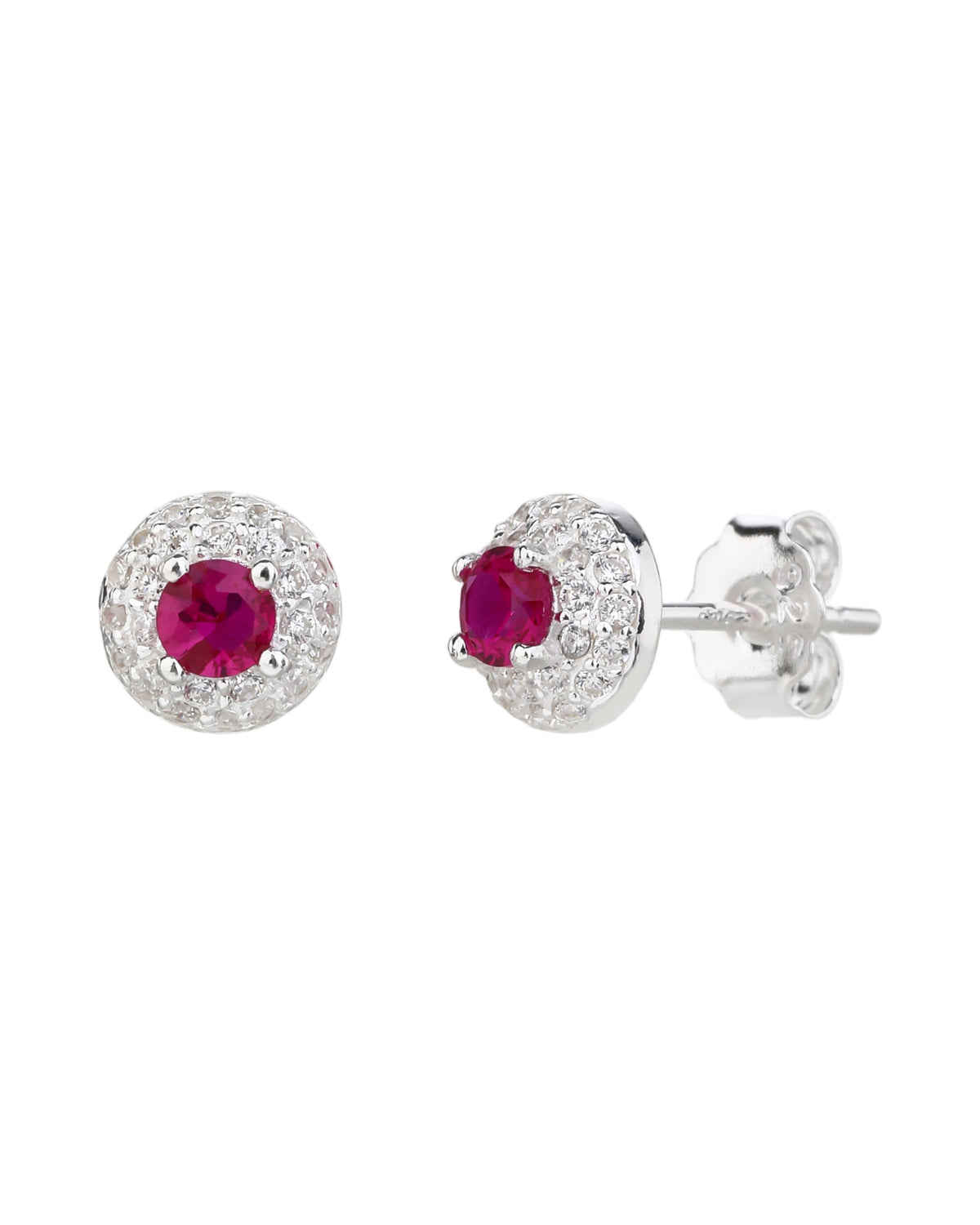 Arete halo con circonia redonda 7mm en plateado
