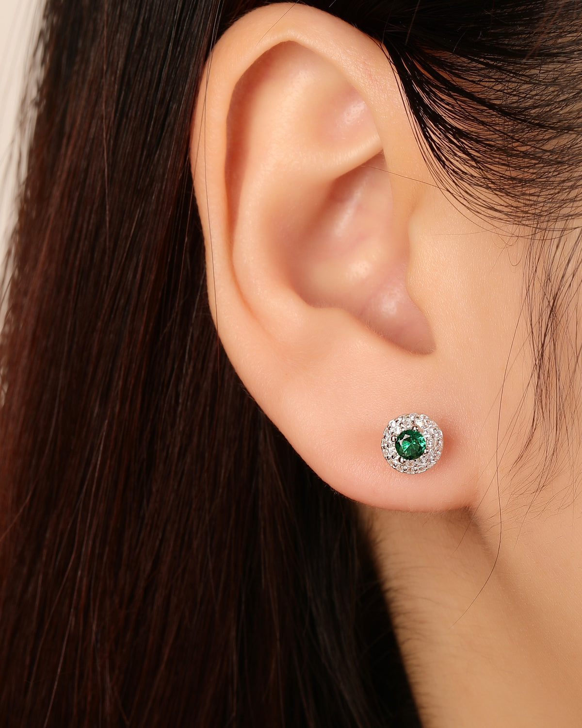 Arete halo con circonia redonda 7mm en rodizado