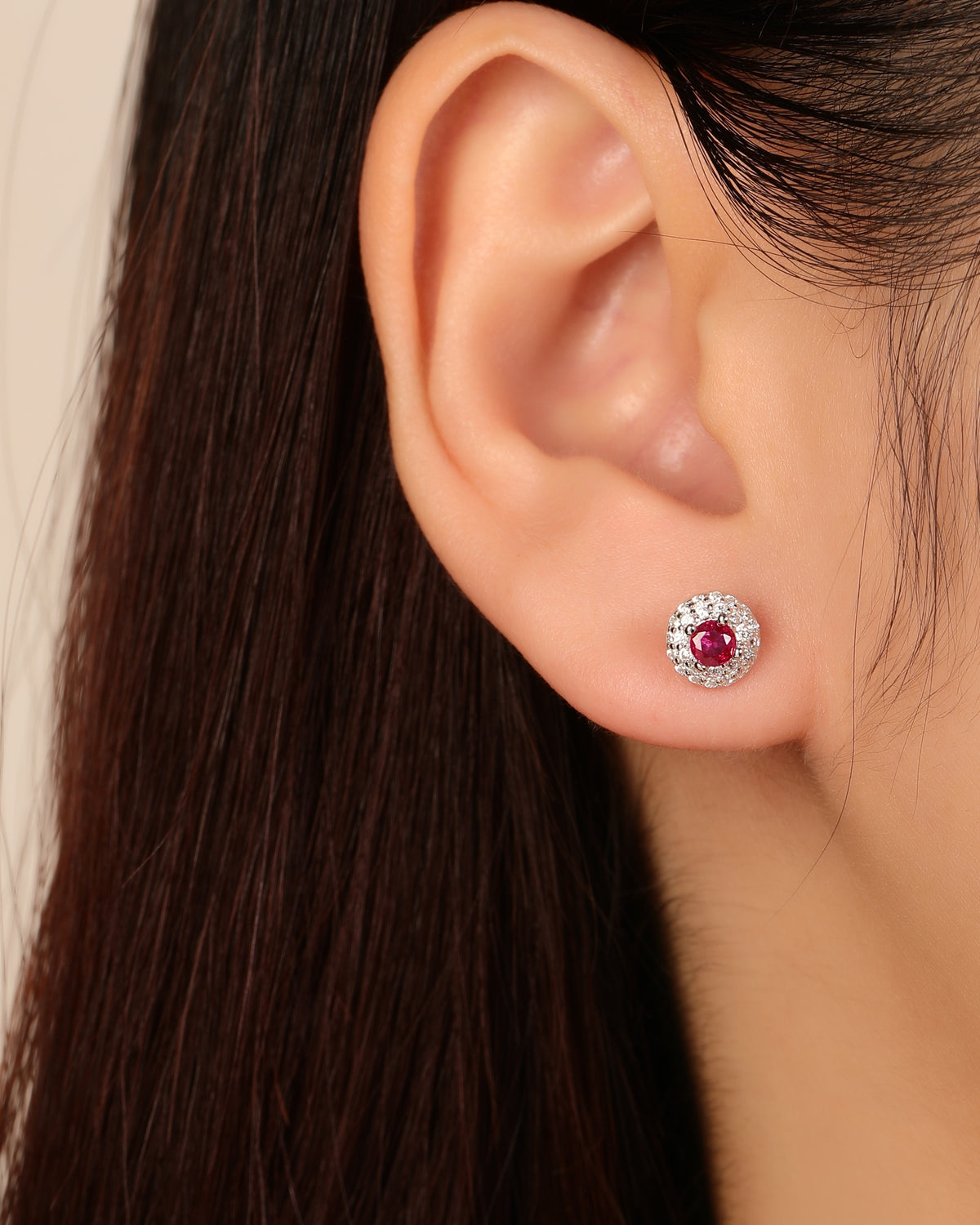 Arete halo con circonia redonda 7mm en rodizado