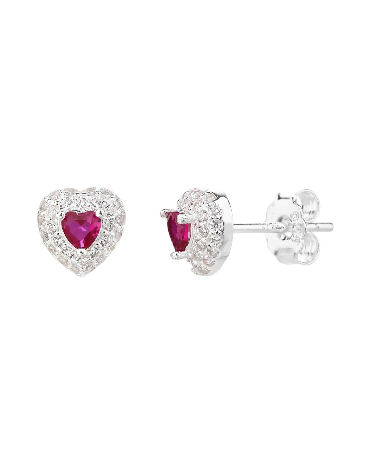 Broquel halo corazón con circonia corazón central 7mm en plateado