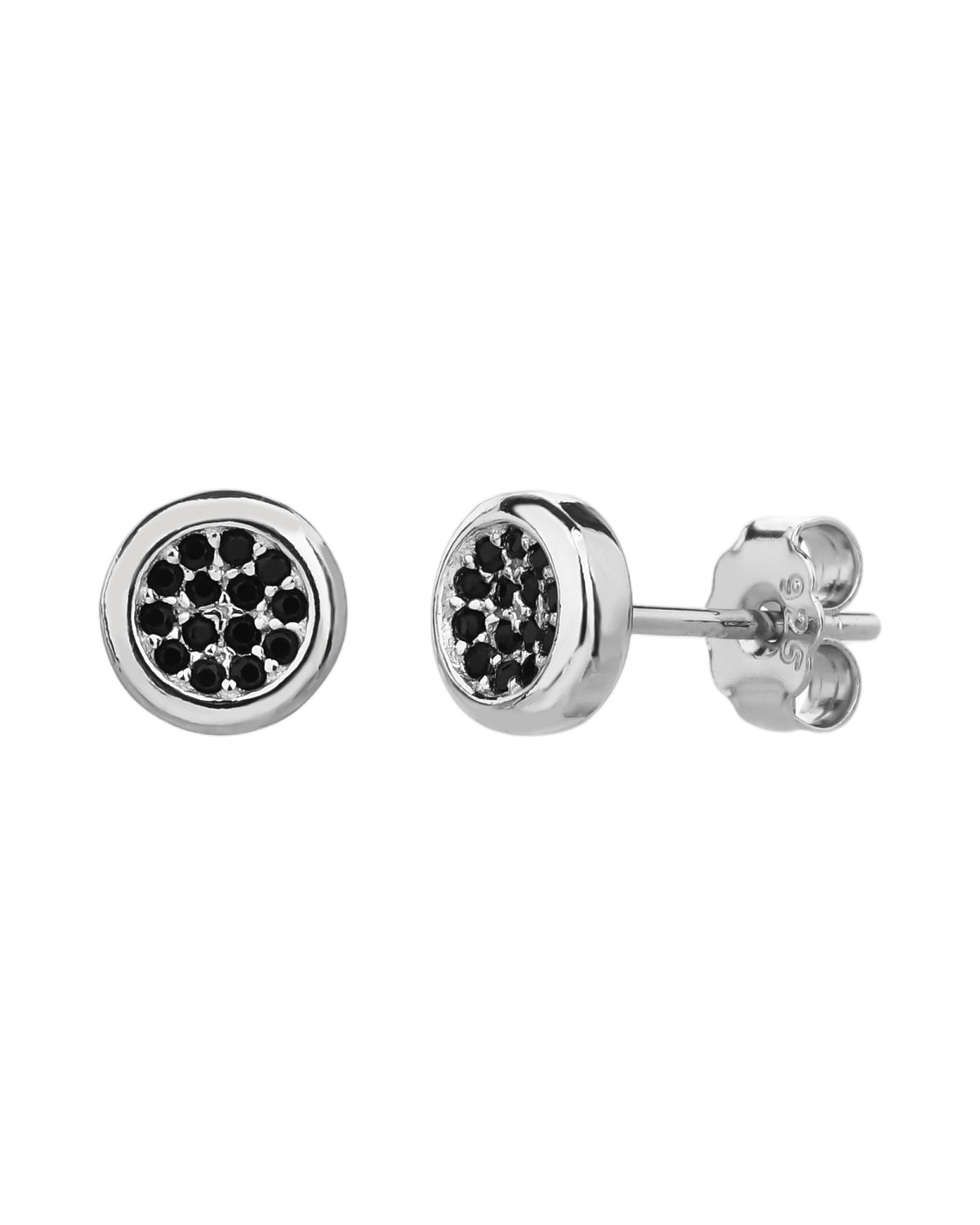 Arete de tipo botón circular con circonias 6mm en rodizado