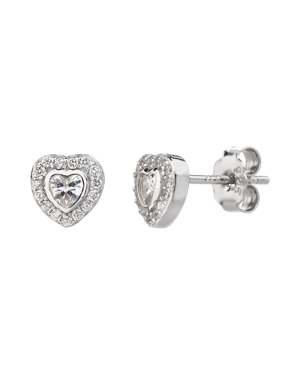 Broquel halo de corazón con circonia corazón central 7mm en rodizado