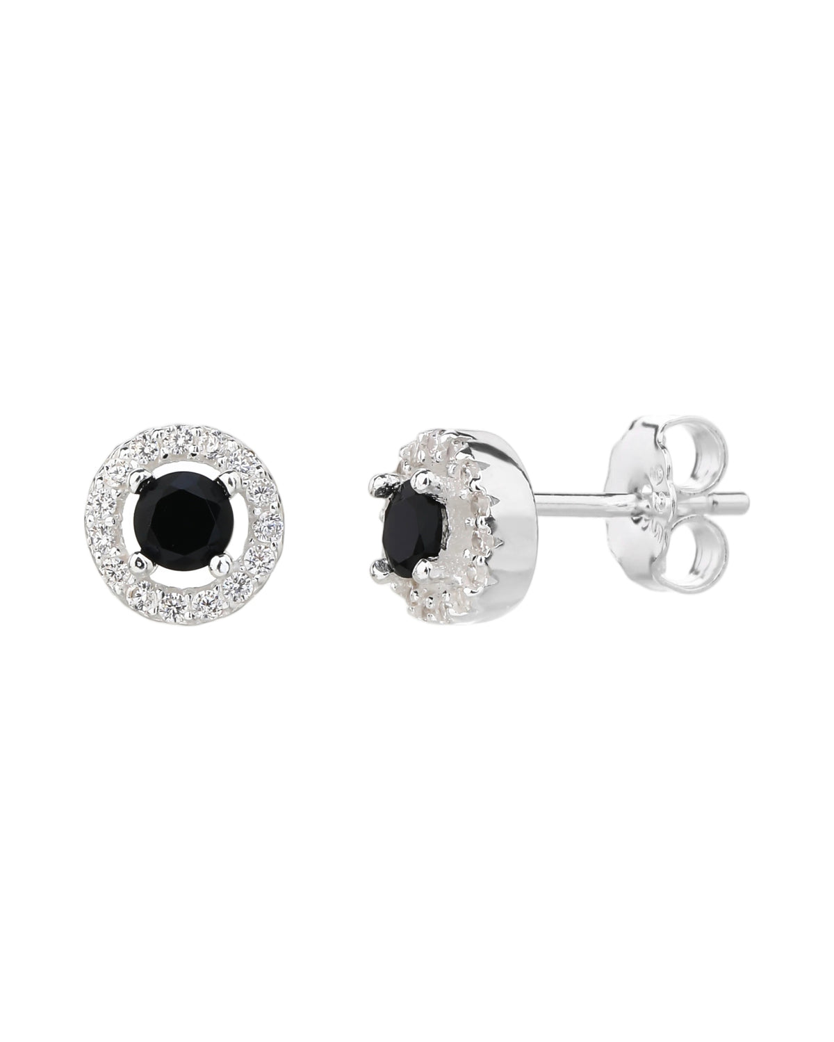 Arete halo redondo con circonia redonda 7mm en plateado