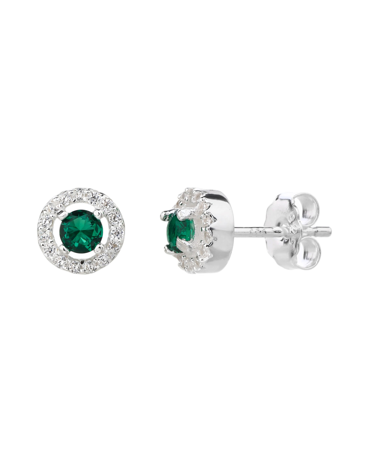 Arete halo redondo con circonia redonda 7mm en plateado