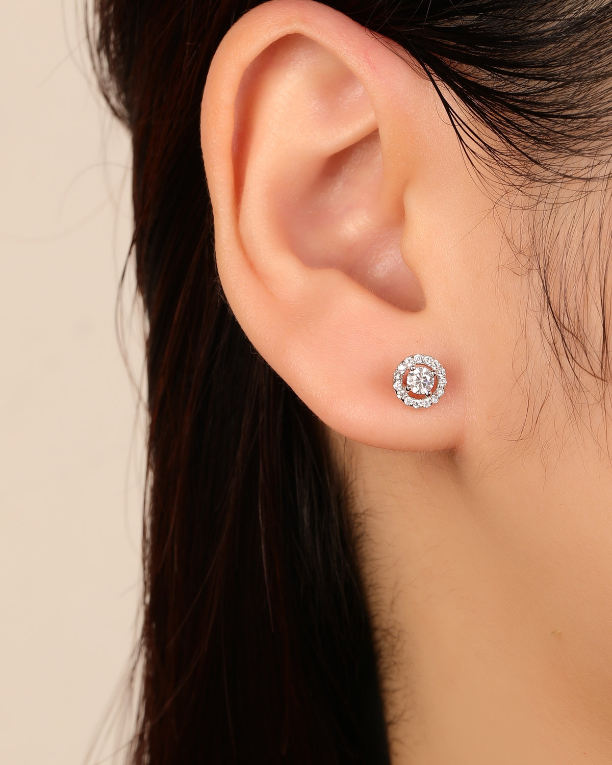 Arete halo redondo con circonia redonda 7mm en rodizado