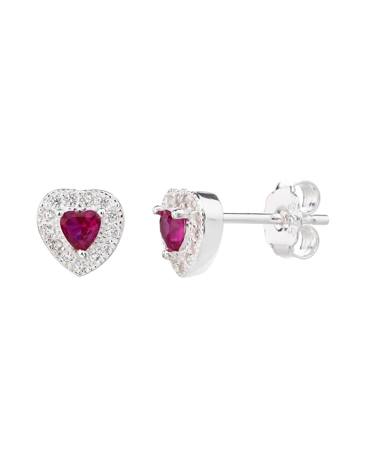 Broquel halo de corazón con circonia de corazón central 7mm en plateado