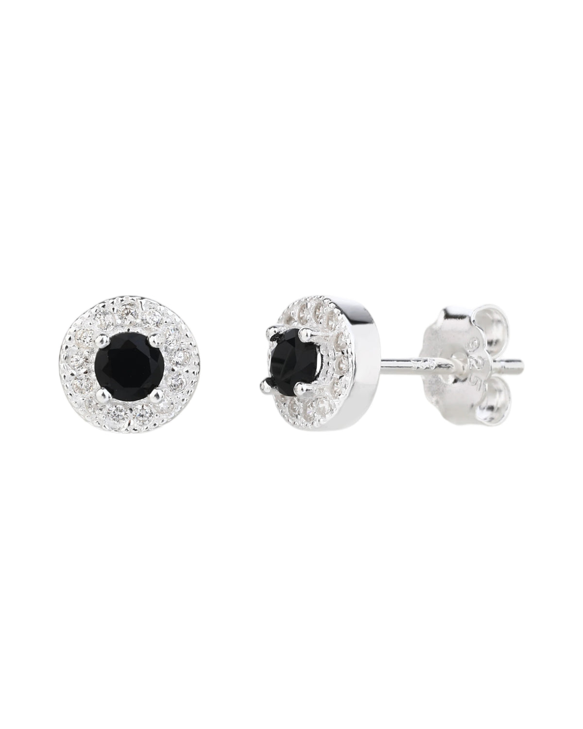 Arete halo con circonia central redonda 7mm en plateado