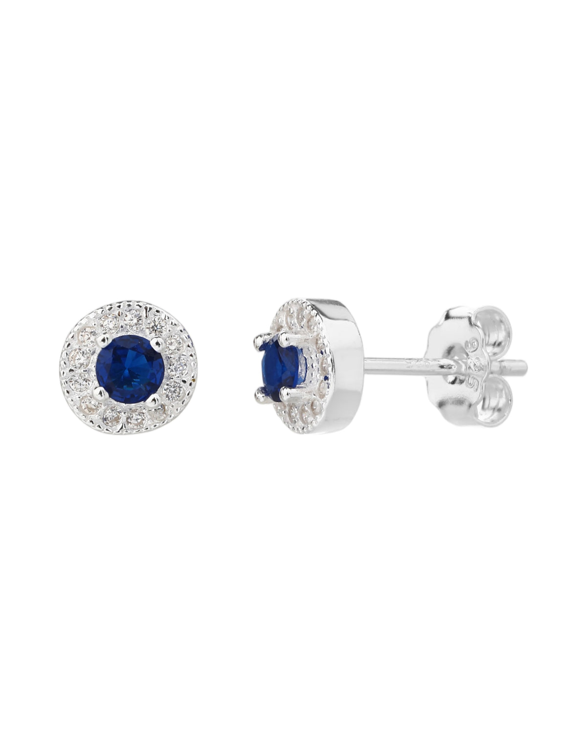 Arete halo con circonia central redonda 7mm en plateado