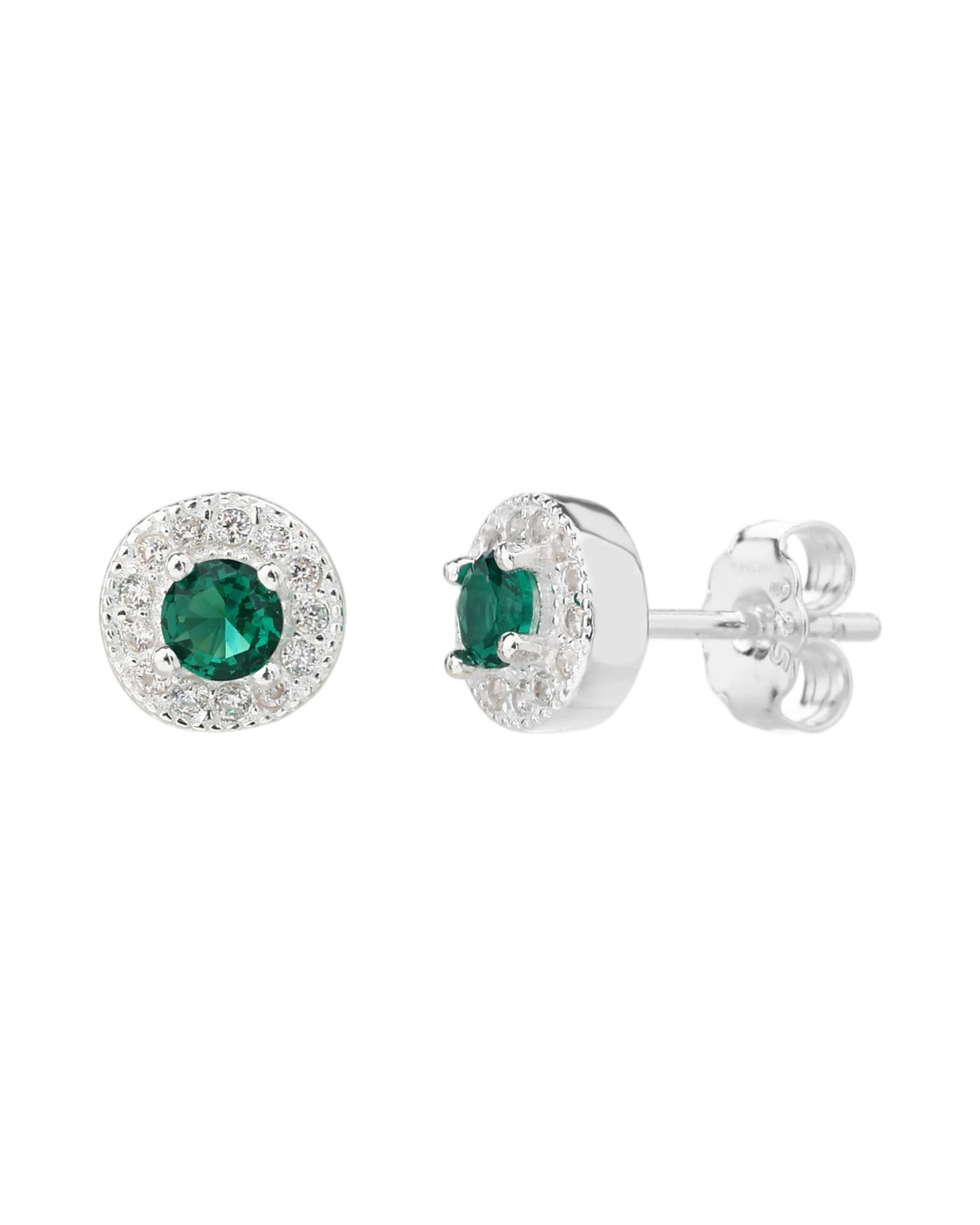 Arete halo con circonia central redonda 7mm en plateado