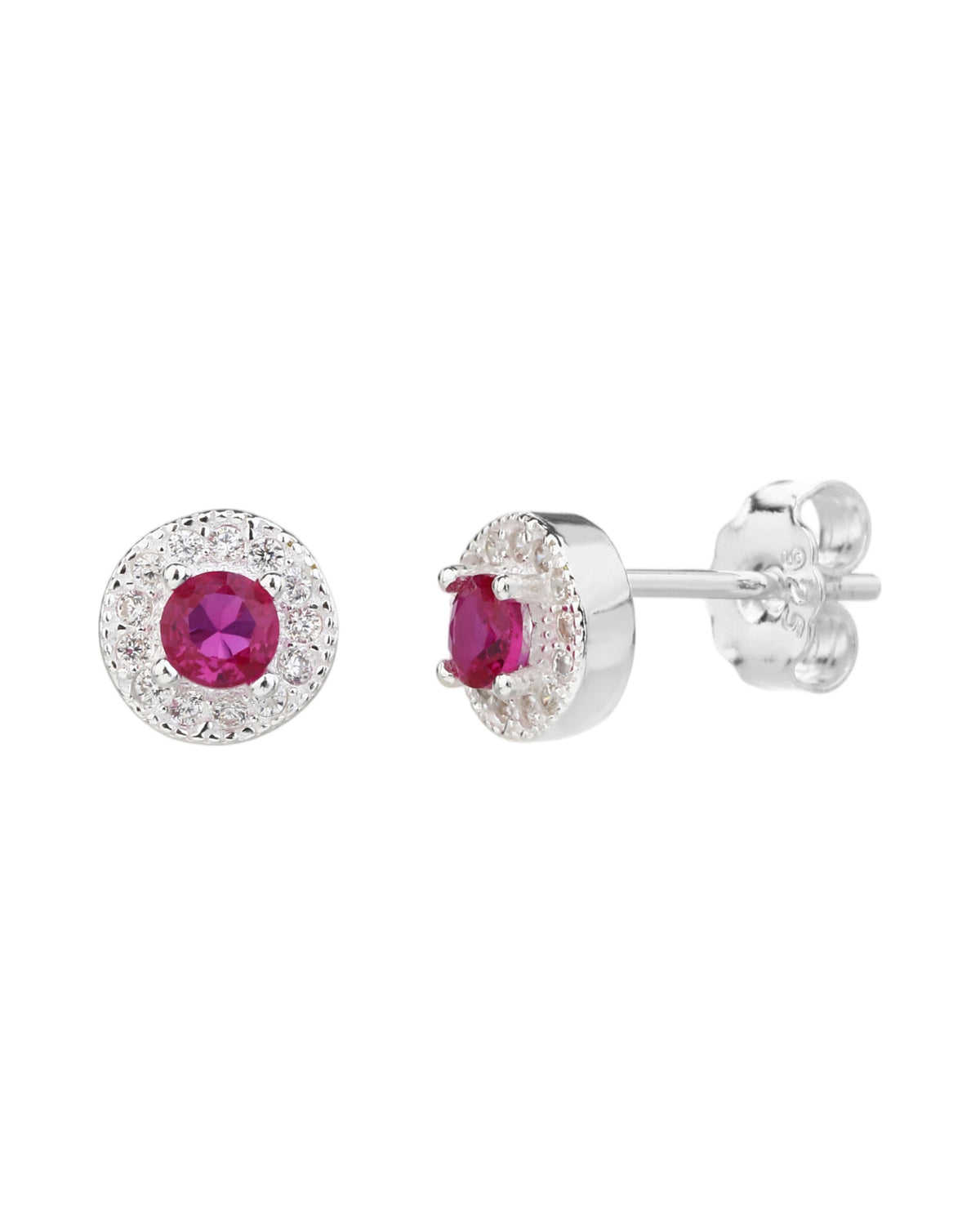 Arete halo con circonia central redonda 7mm en plateado