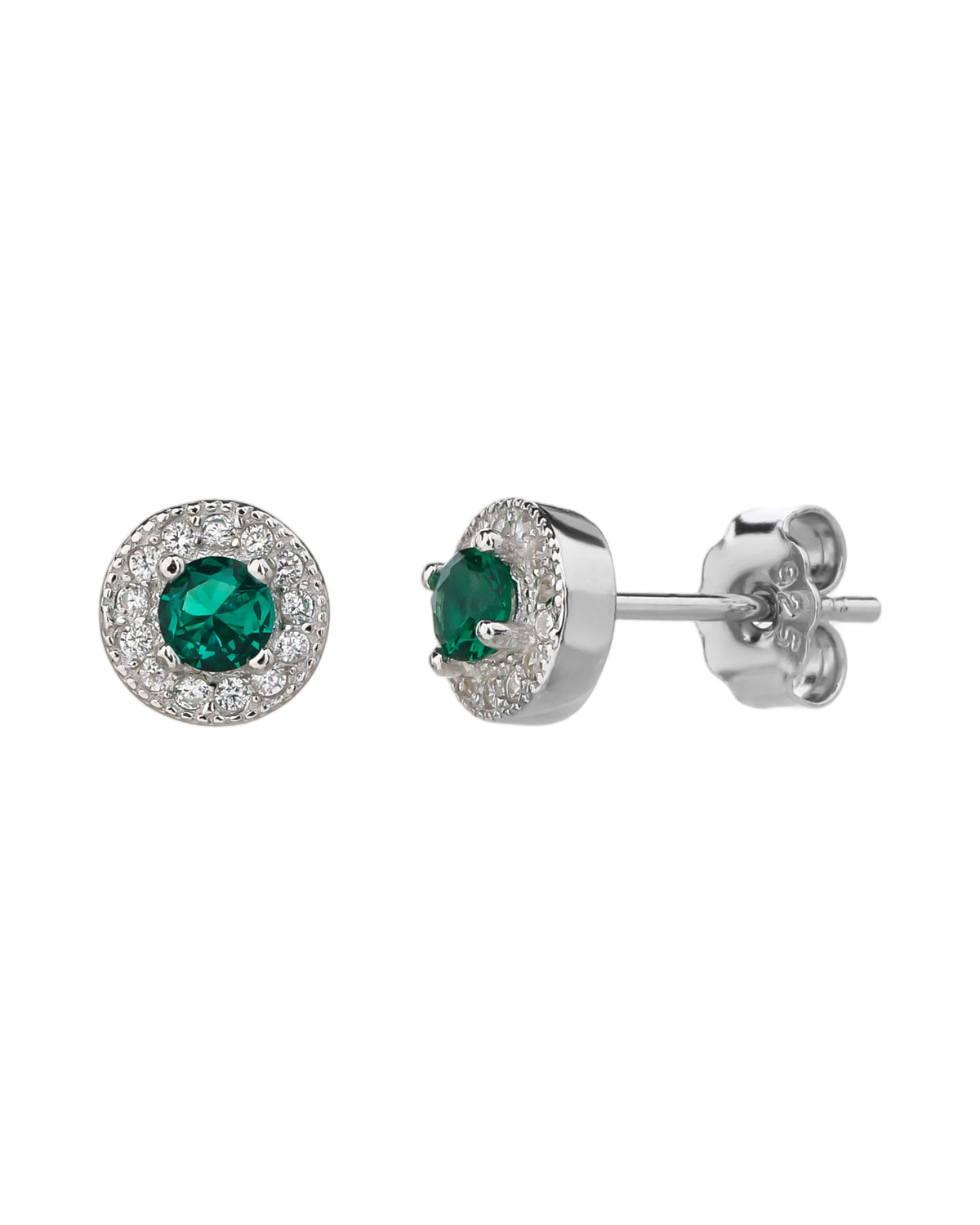 Arete halo con circonia central redonda 7mm en rodizado