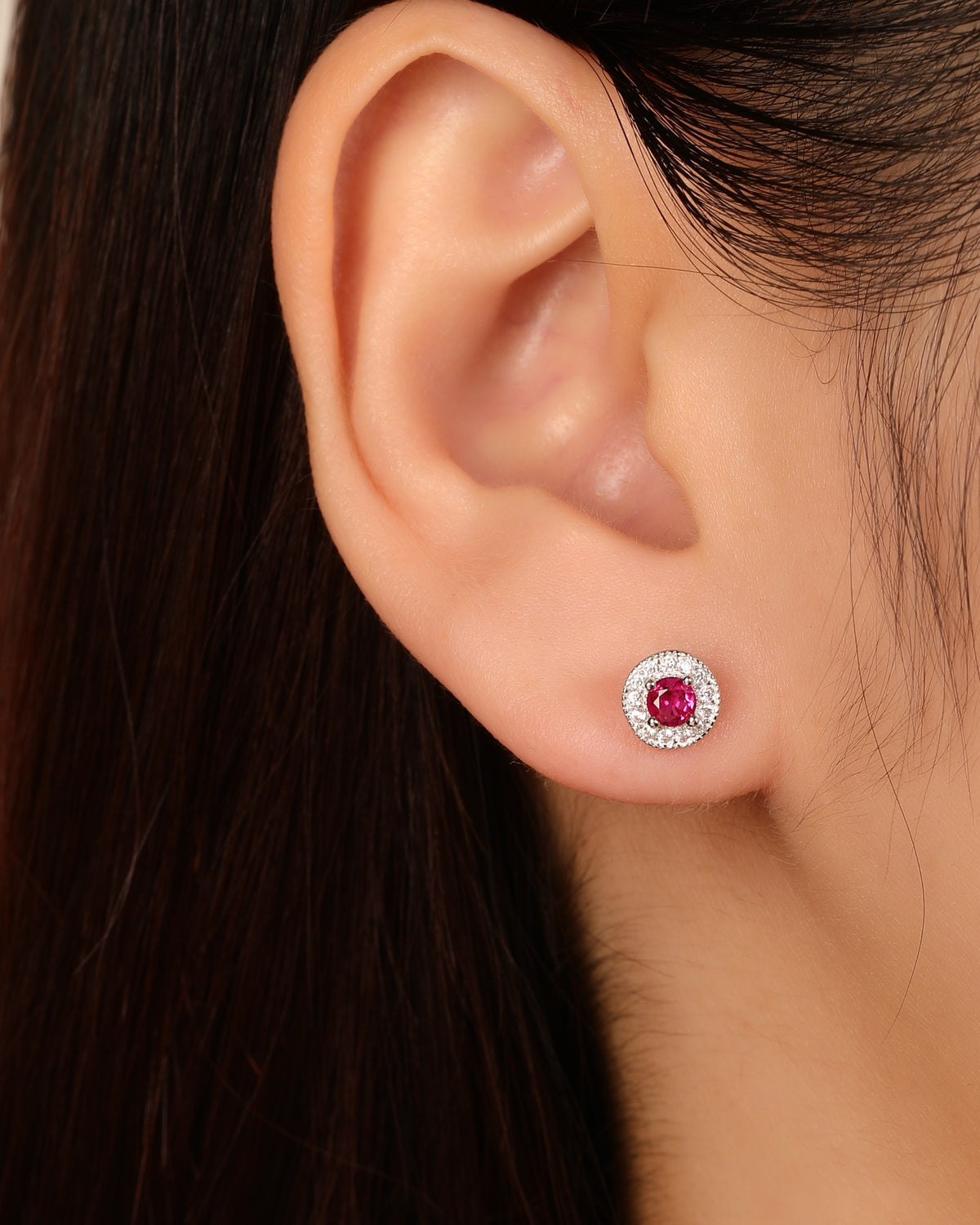 Arete halo con circonia central redonda 7mm en rodizado