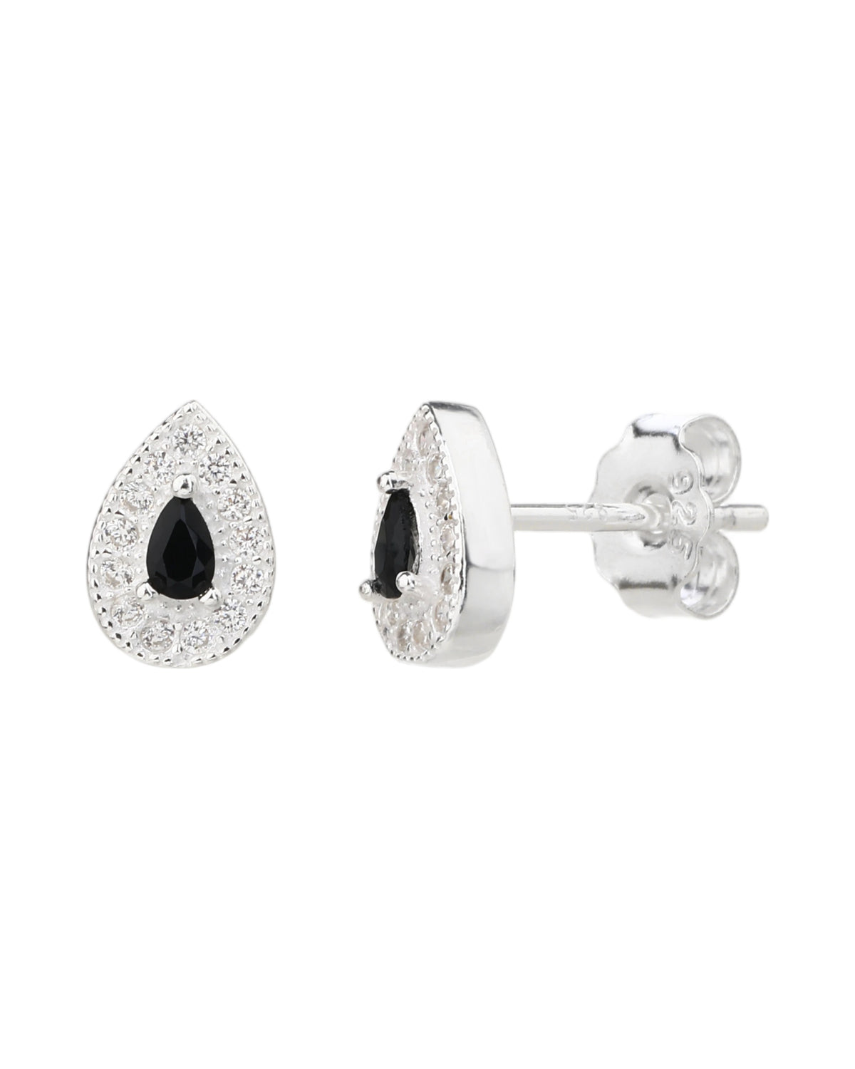 Arete halo gota con circonia gota central 8mm en plateado