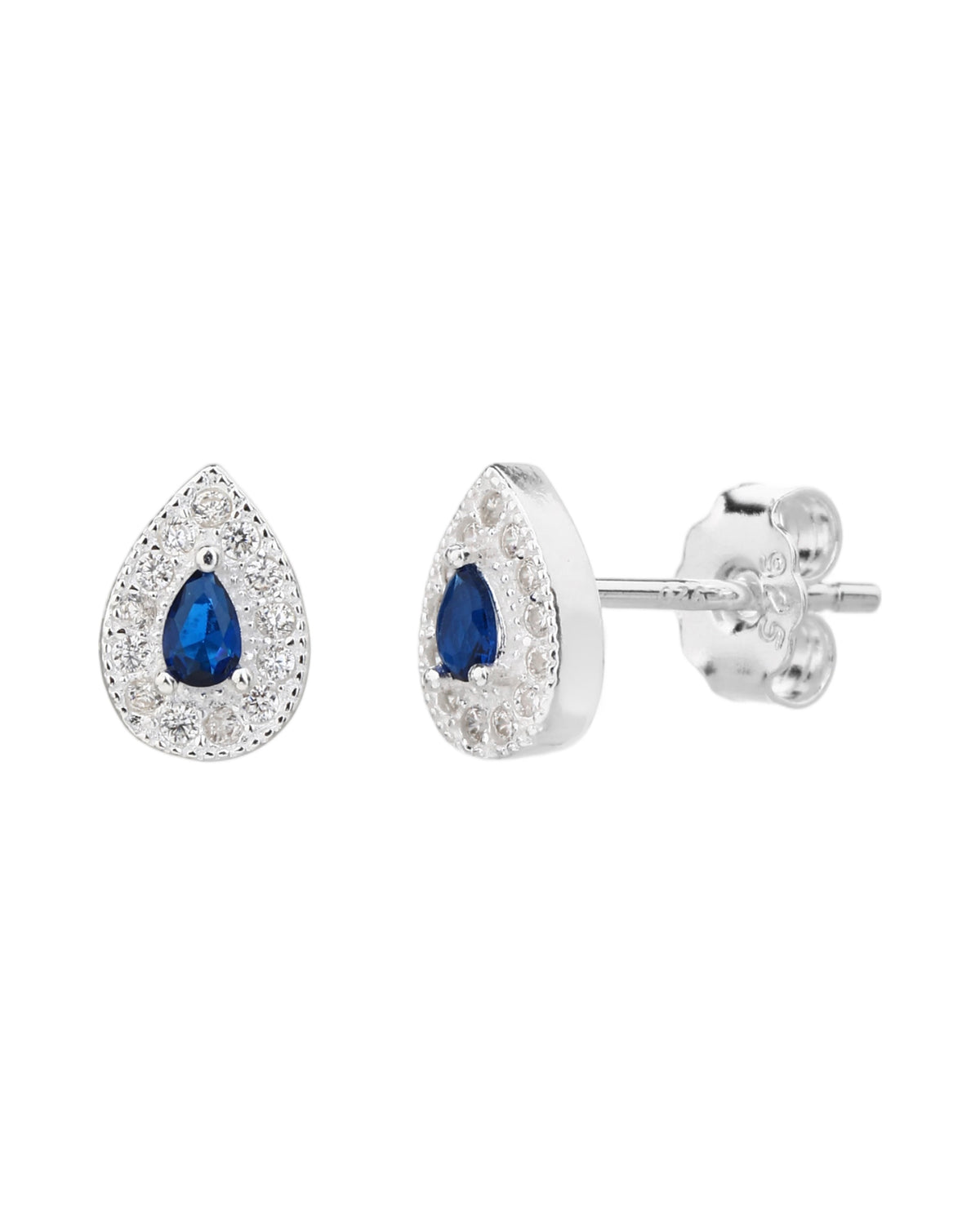 Arete halo gota con circonia gota central 8mm en plateado
