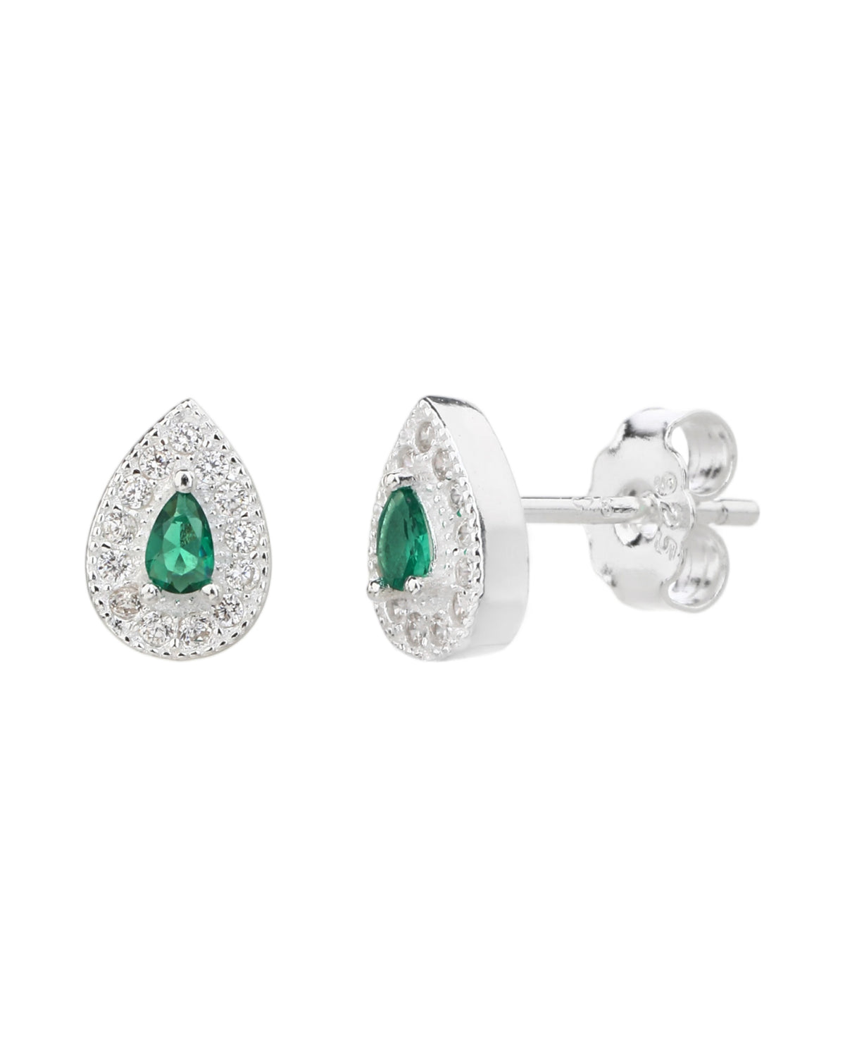 Arete halo gota con circonia gota central 8mm en plateado