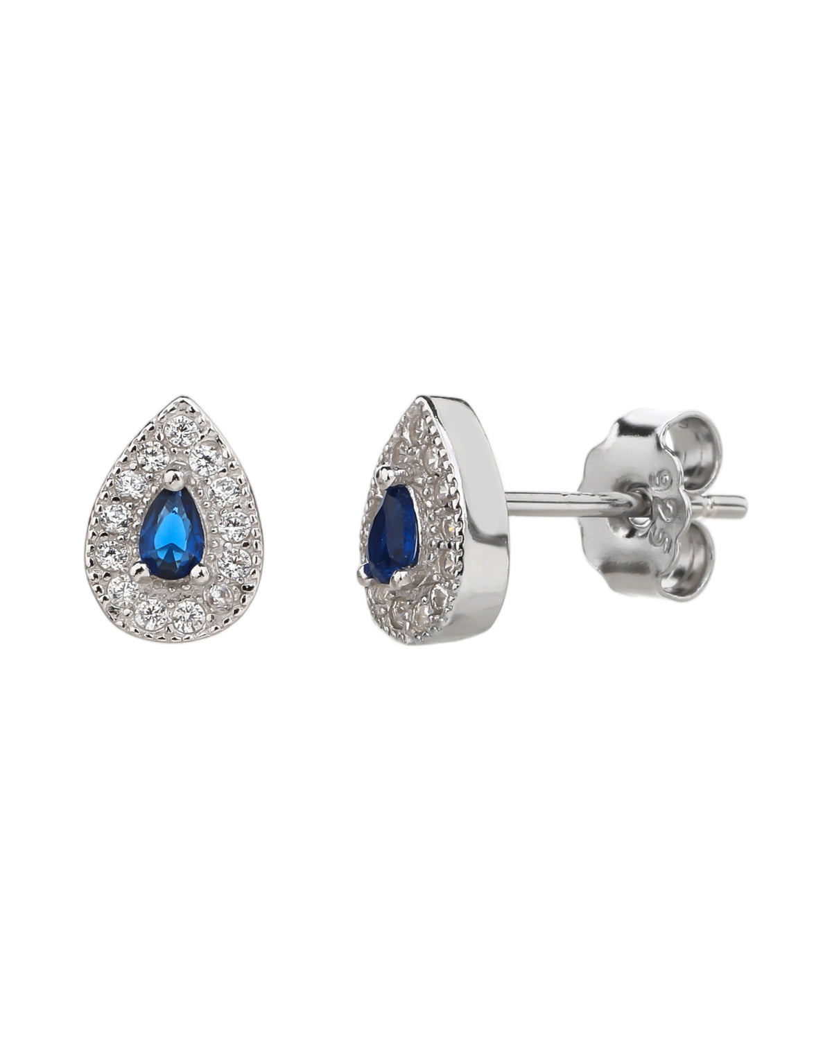 Arete halo gota con circonia gota central 8mm en rodizado