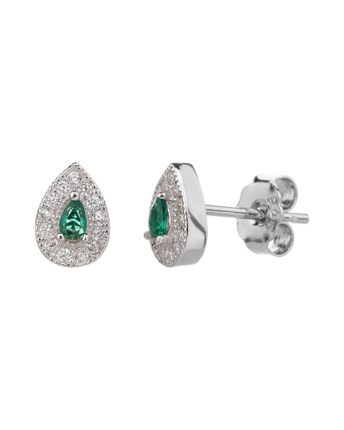 Arete halo gota con circonia gota central 8mm en rodizado