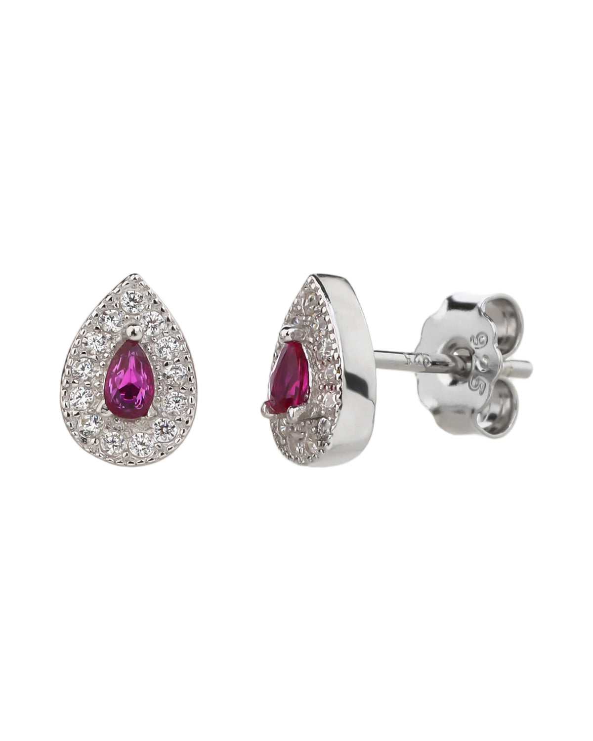 Arete halo gota con circonia gota central 8mm en rodizado