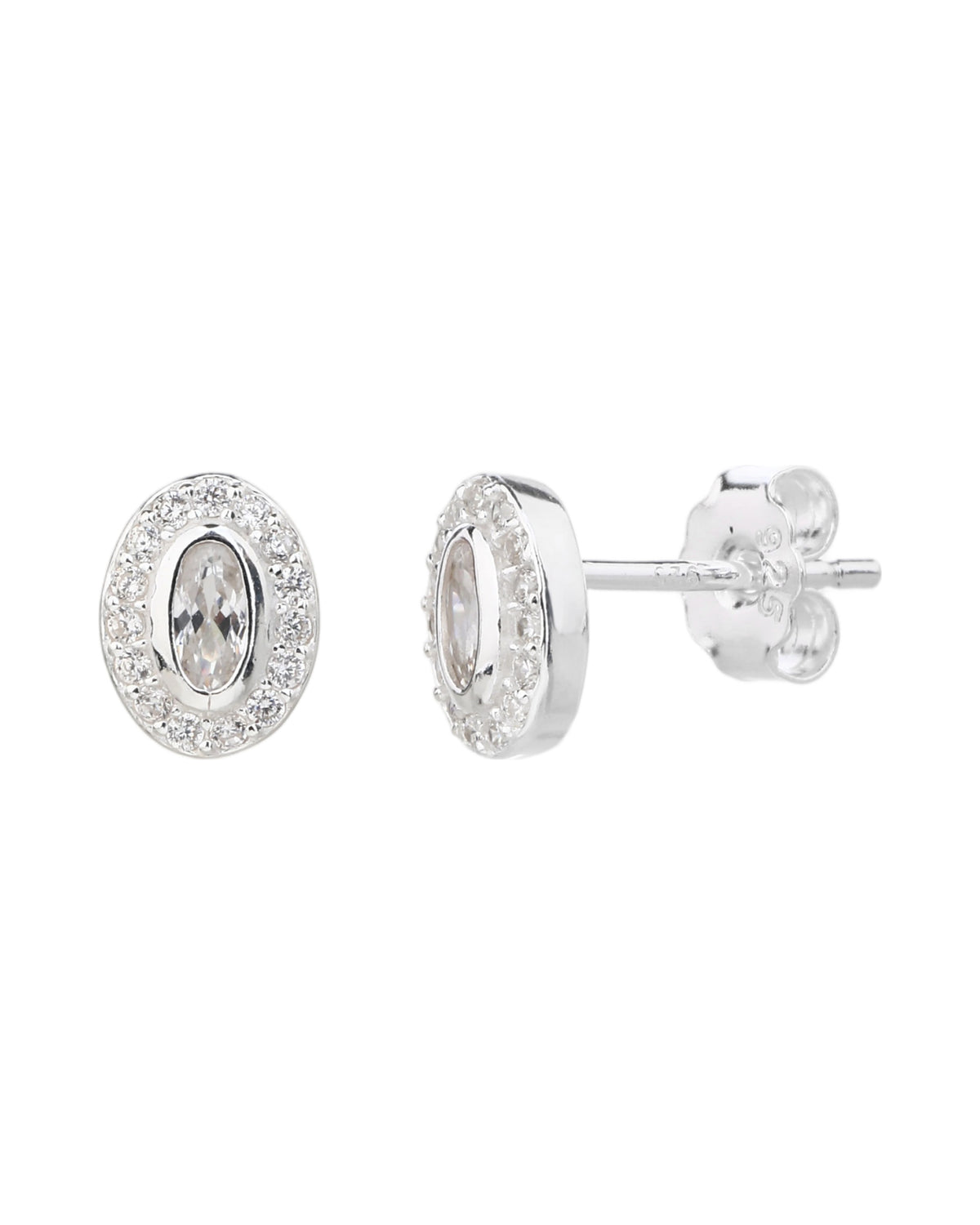 Arete halo ovalado con circonia oval 7mm en plateado