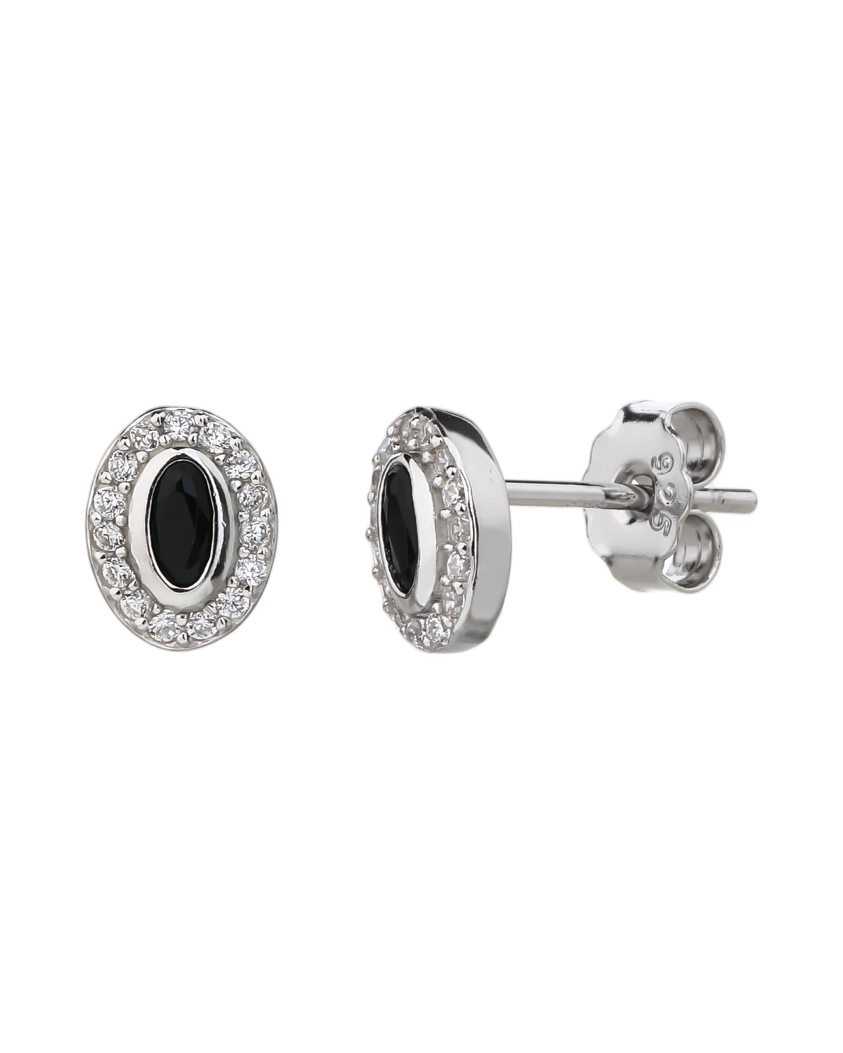 Arete halo ovalado con circonia oval 7mm en rodizado