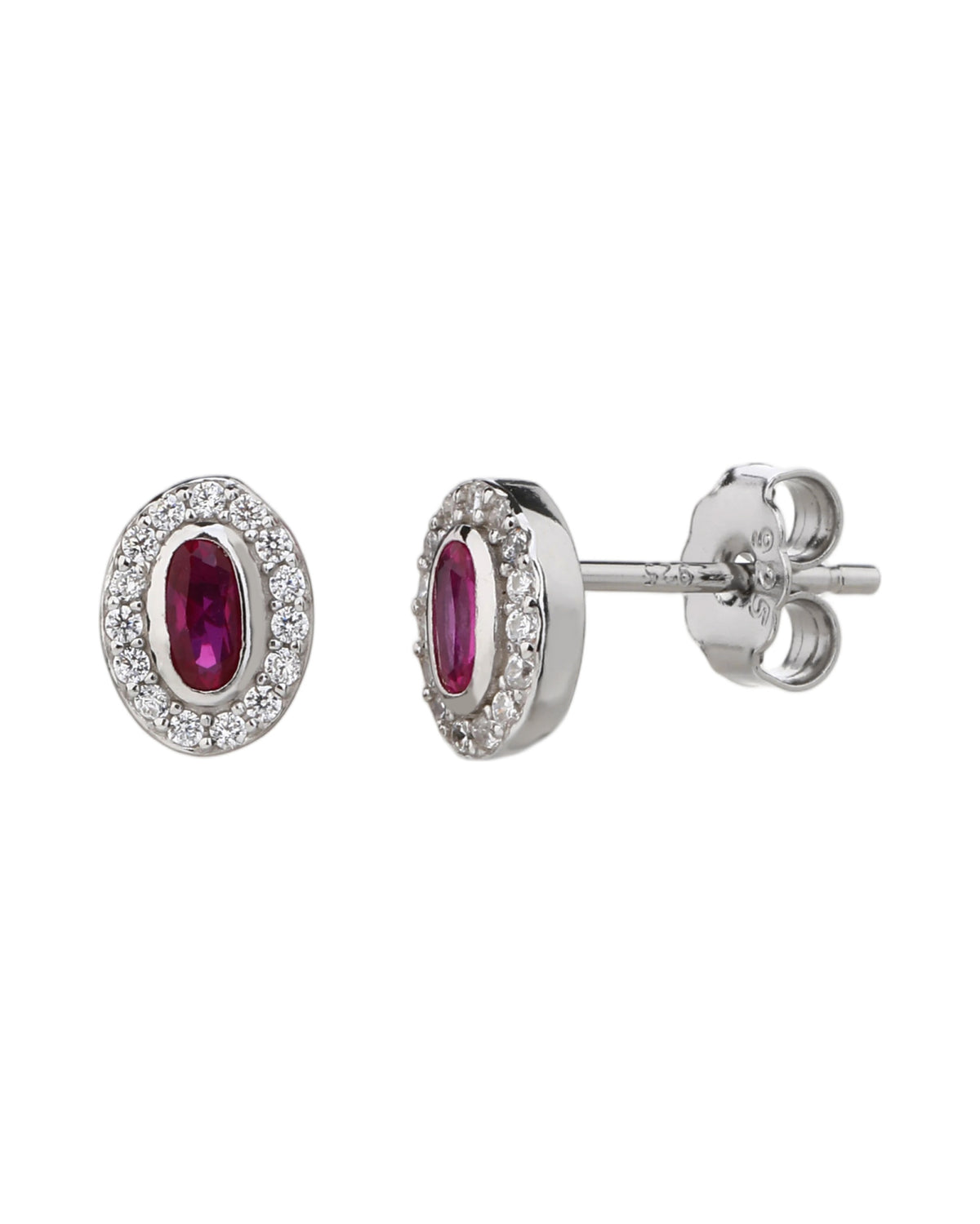 Arete halo ovalado con circonia oval 7mm en rodizado