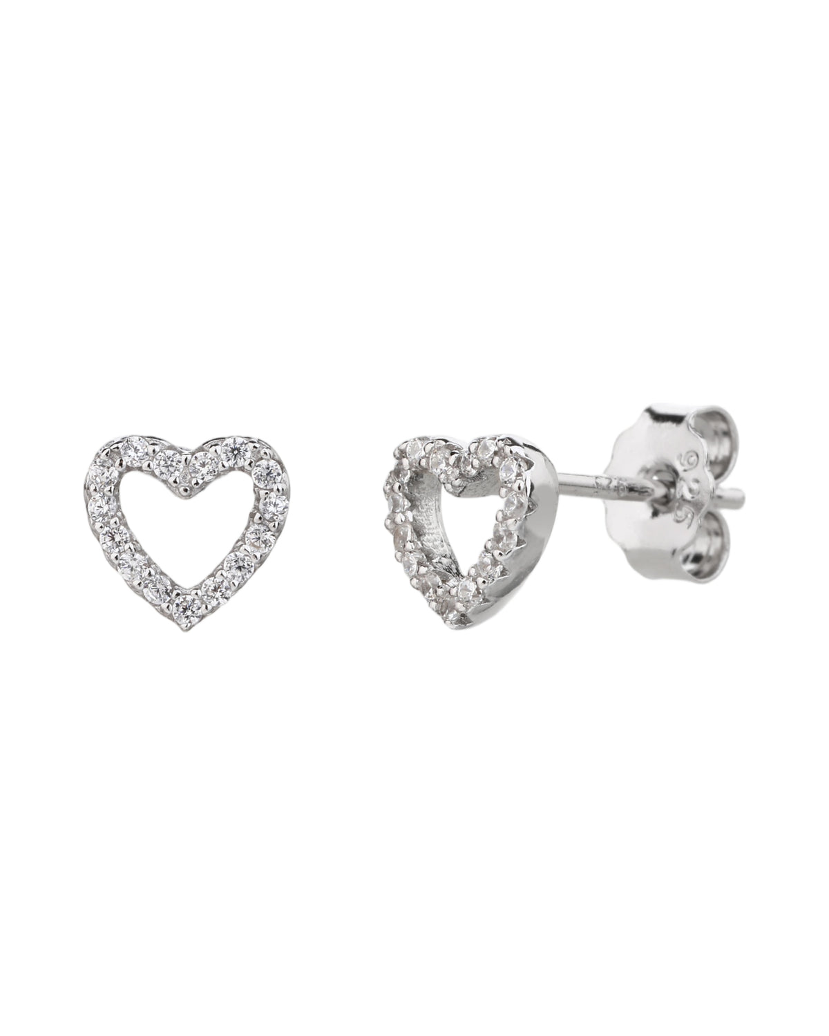 Broquel de silueta corazón con circonias 6mm en rodizado
