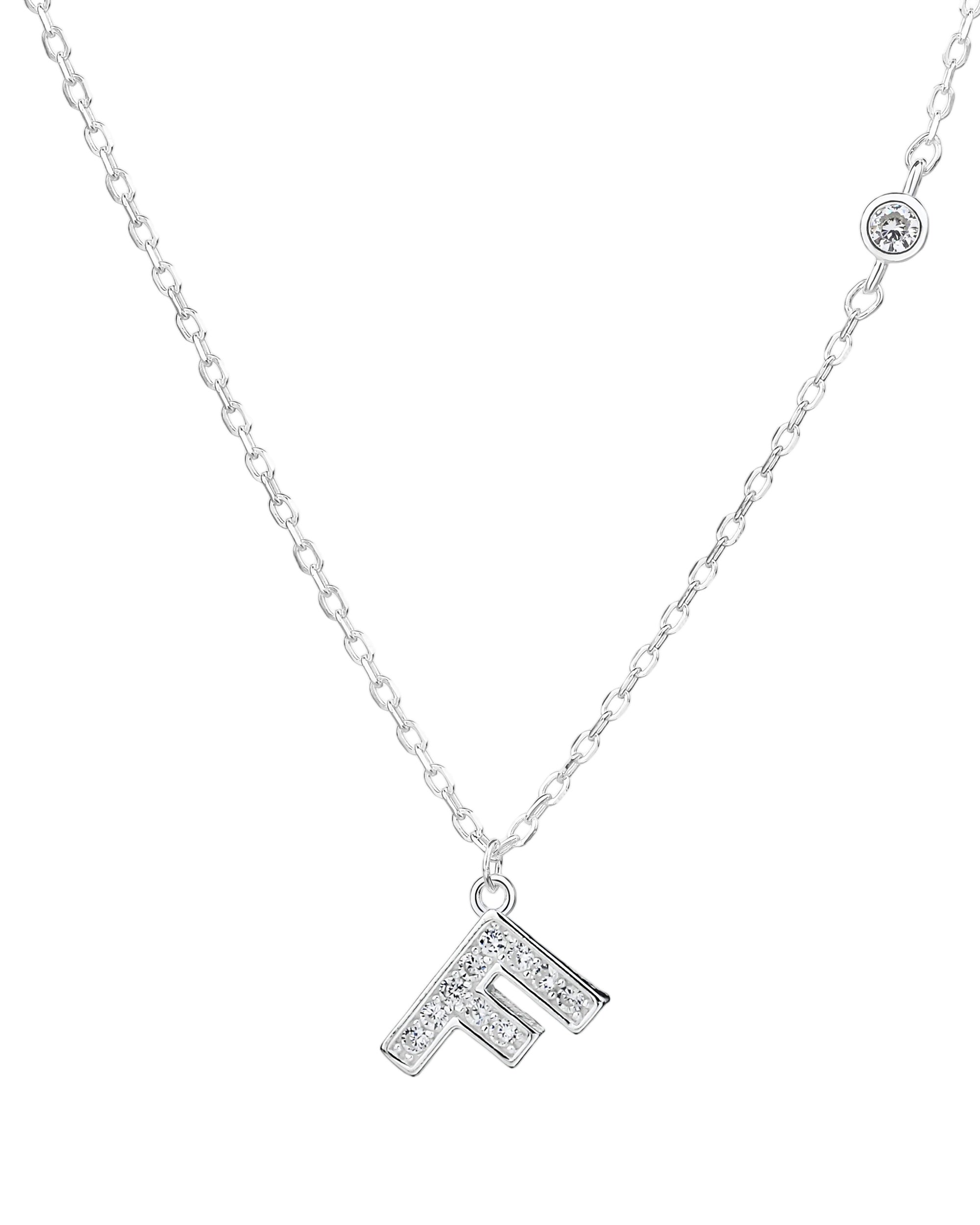 Collar con letra bisel liso con circonias blanca 45+5cm en plateado