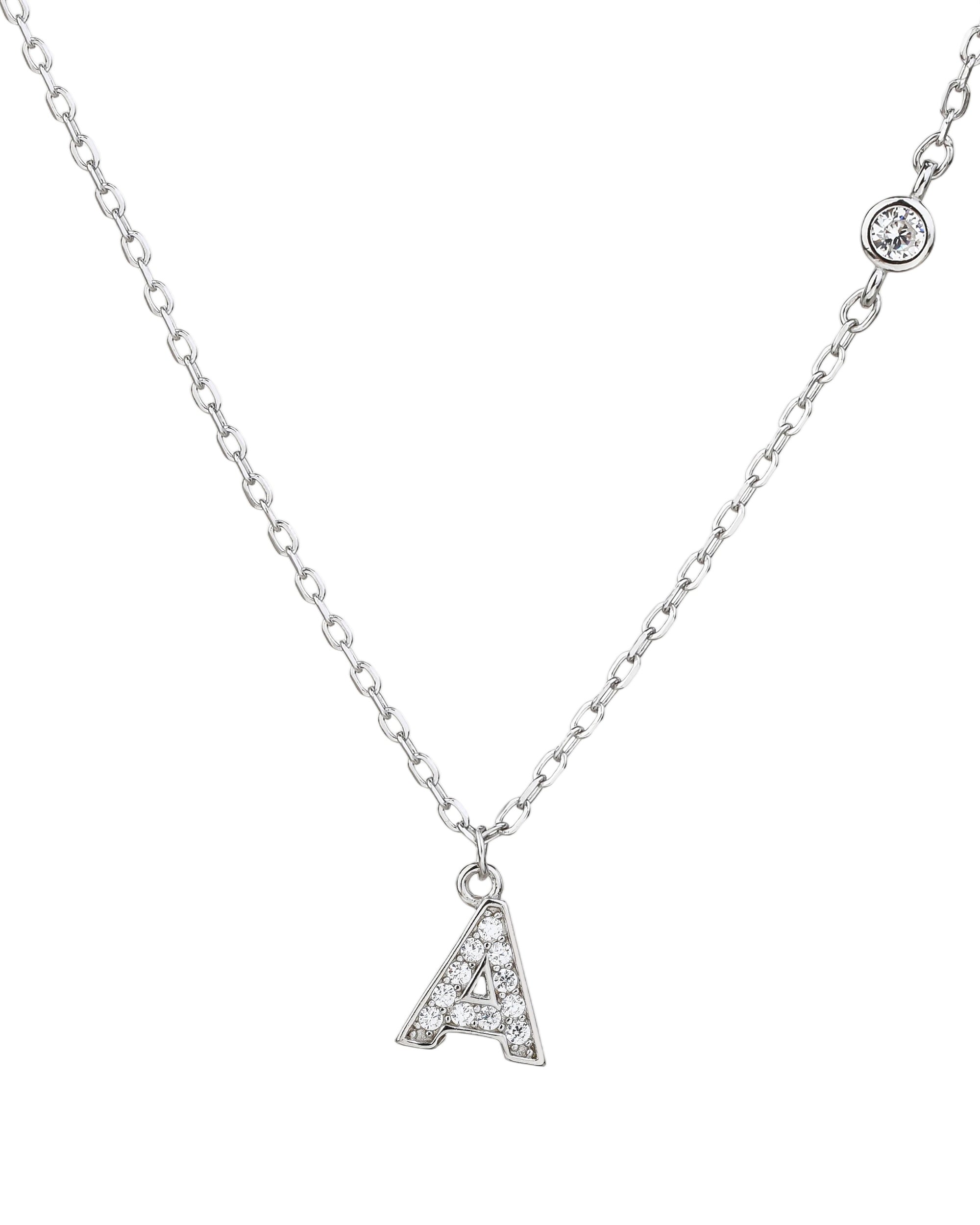 Collar con letra a bisel liso con circonias blanca 45+5cm en rodizado