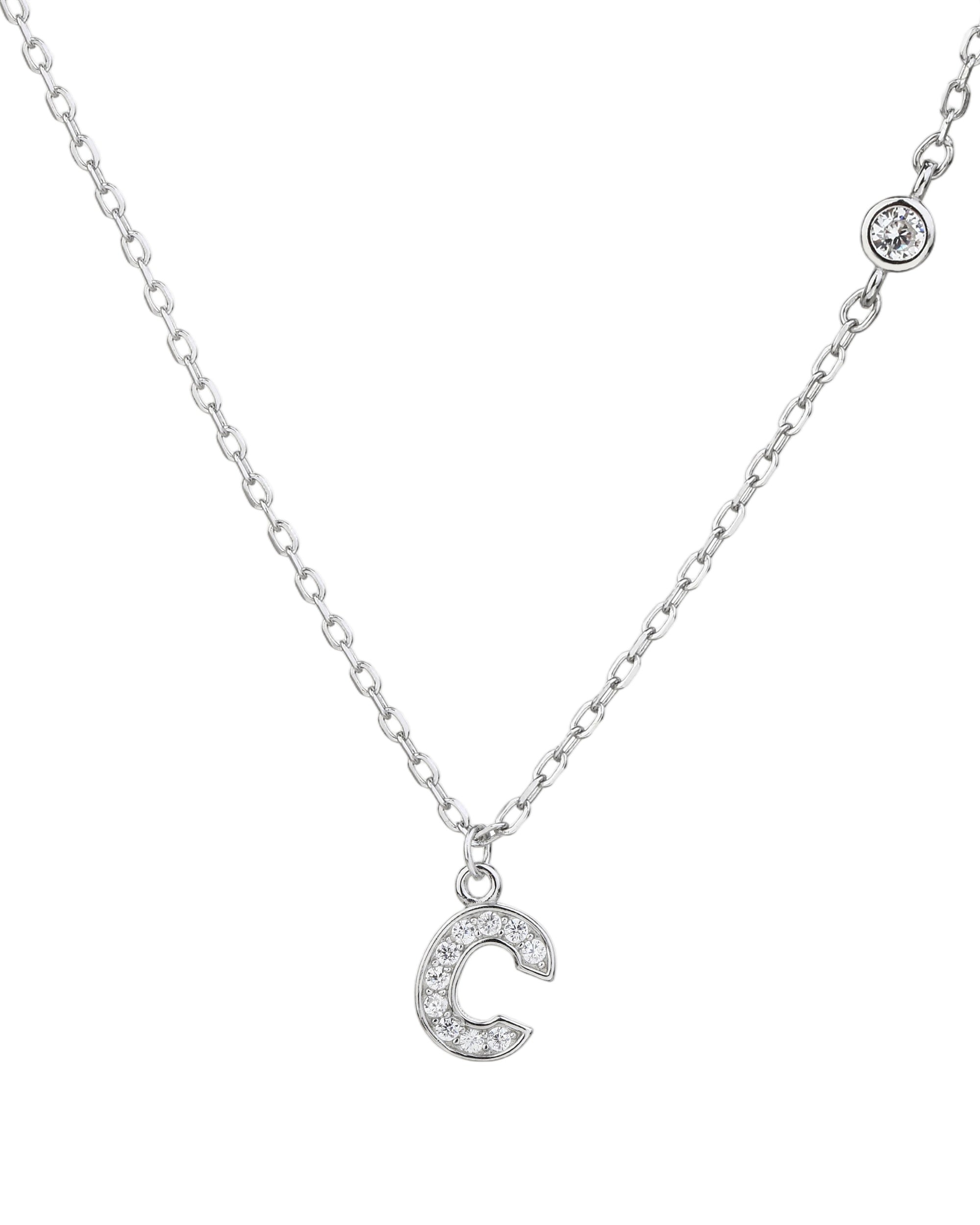 Collar con letra a bisel liso con circonias blanca 45+5cm en rodizado