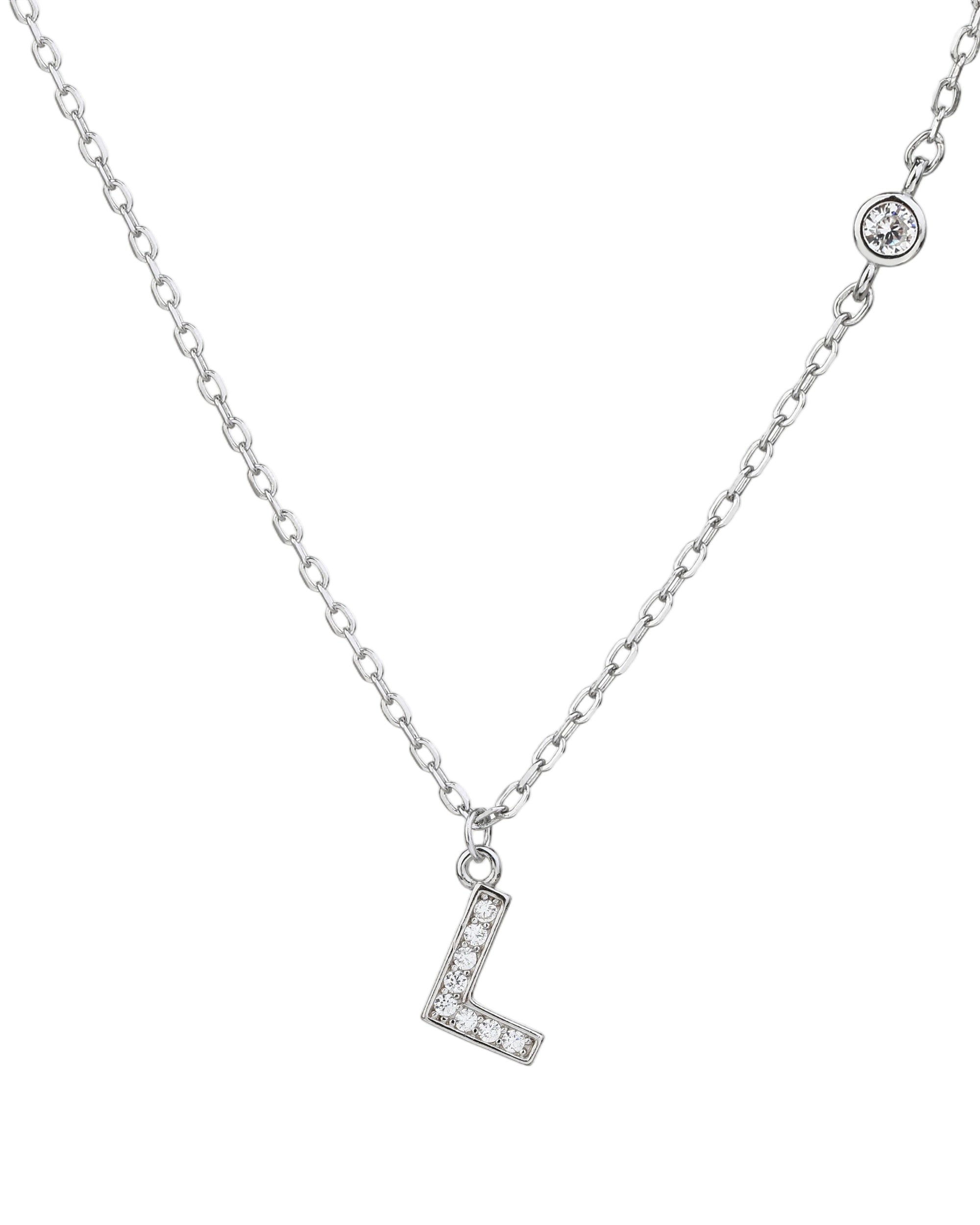 Collar con letra a bisel liso con circonias blanca 45+5cm en rodizado