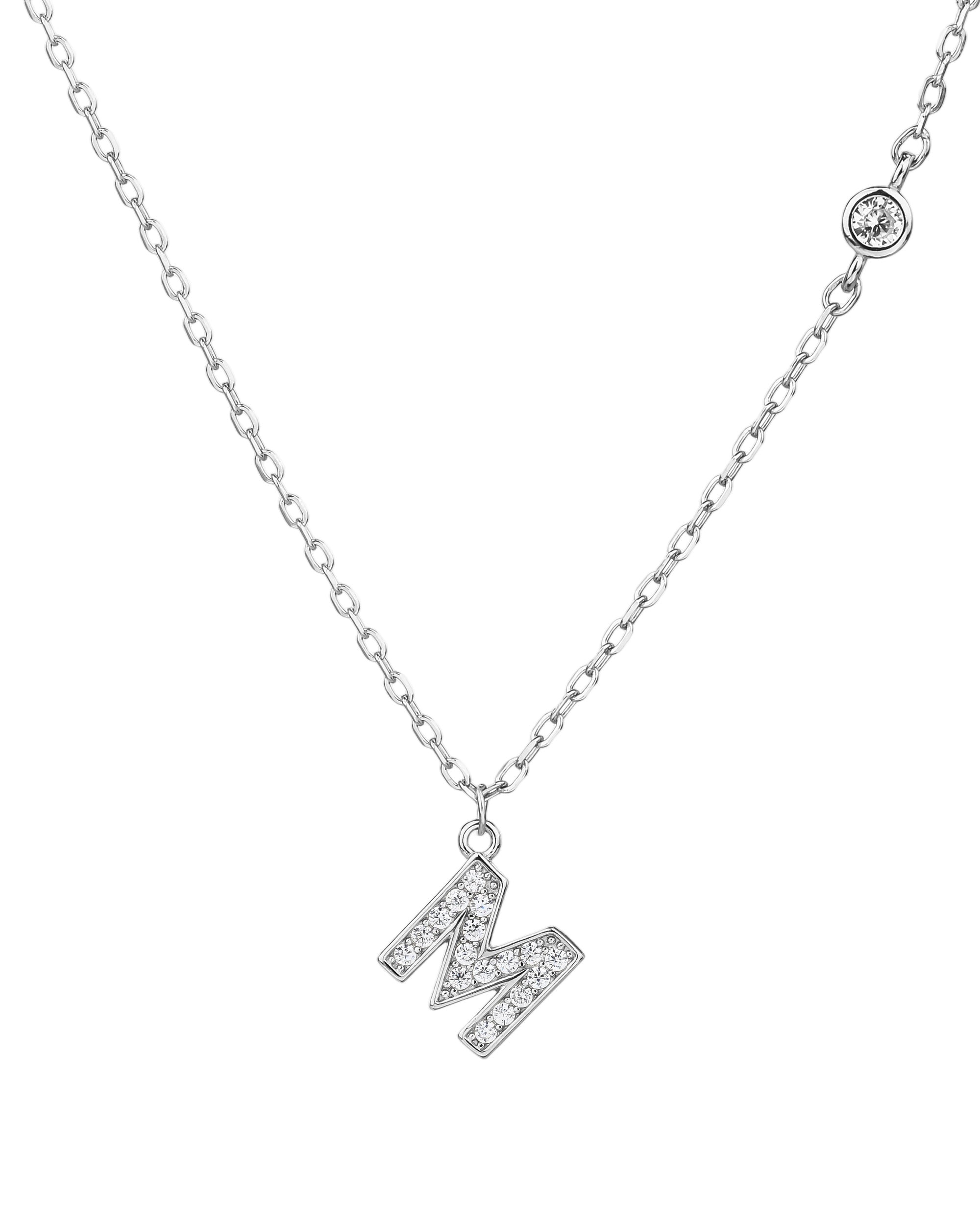 Collar con letra a bisel liso con circonias blanca 45+5cm en rodizado