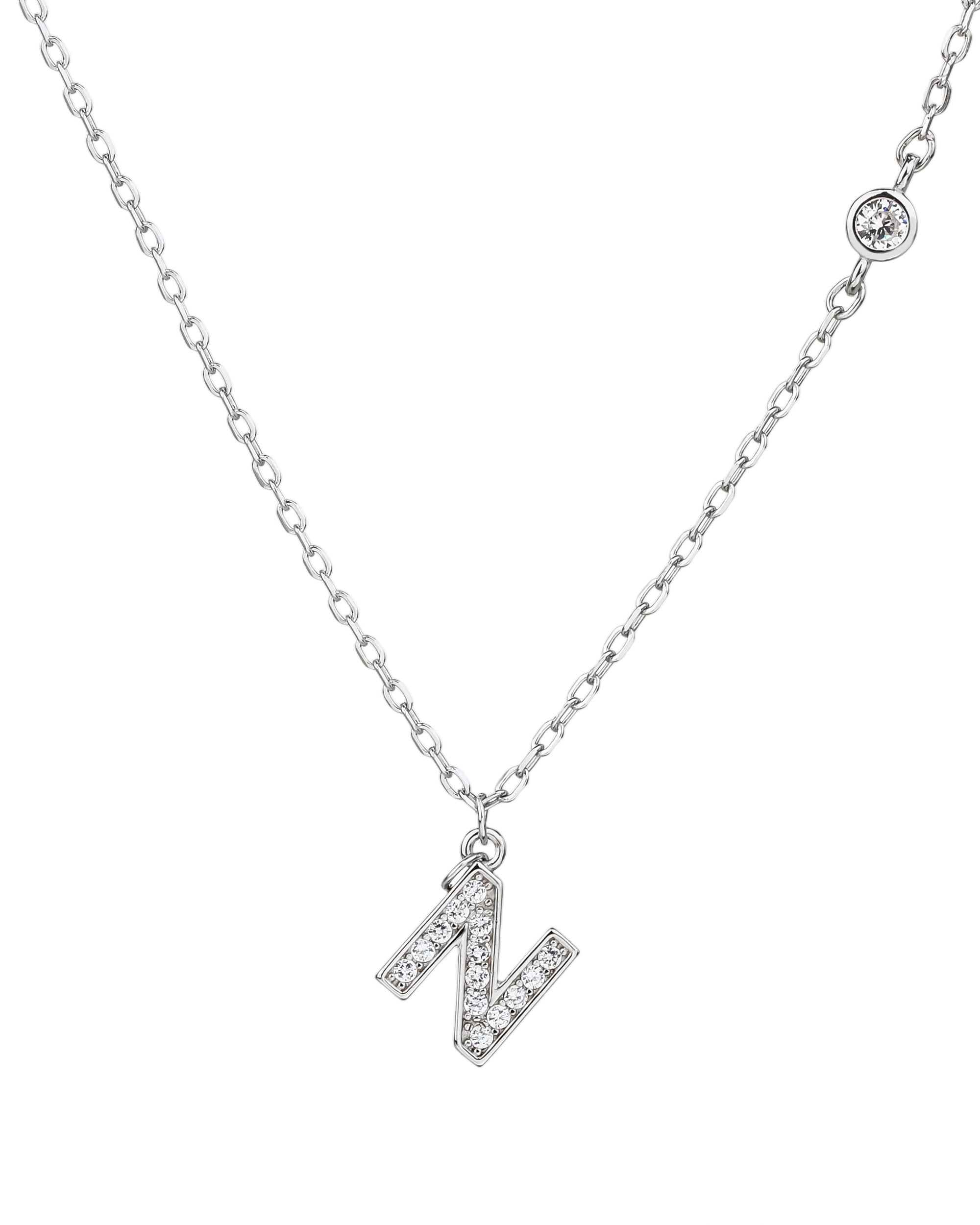 Collar con letra a bisel liso con circonias blanca 45+5cm en rodizado