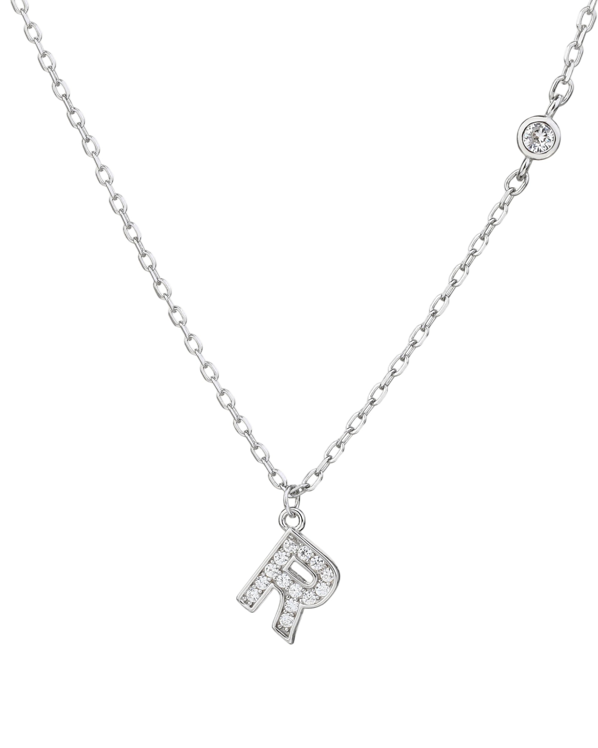 Collar con letra a bisel liso con circonias blanca 45+5cm en rodizado