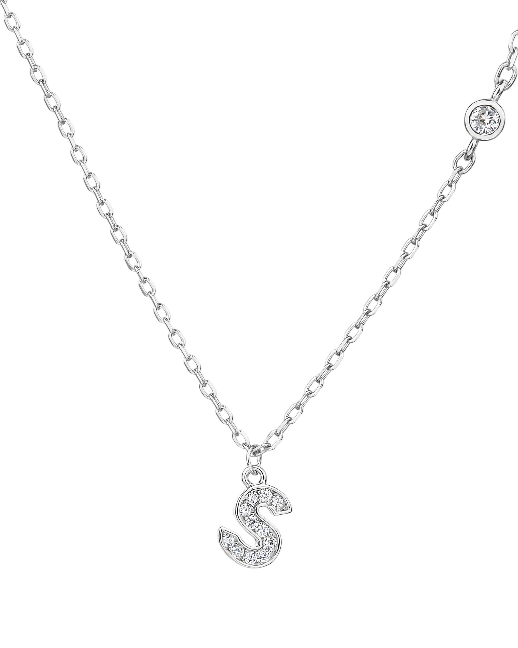Collar con letra a bisel liso con circonias blanca 45+5cm en rodizado