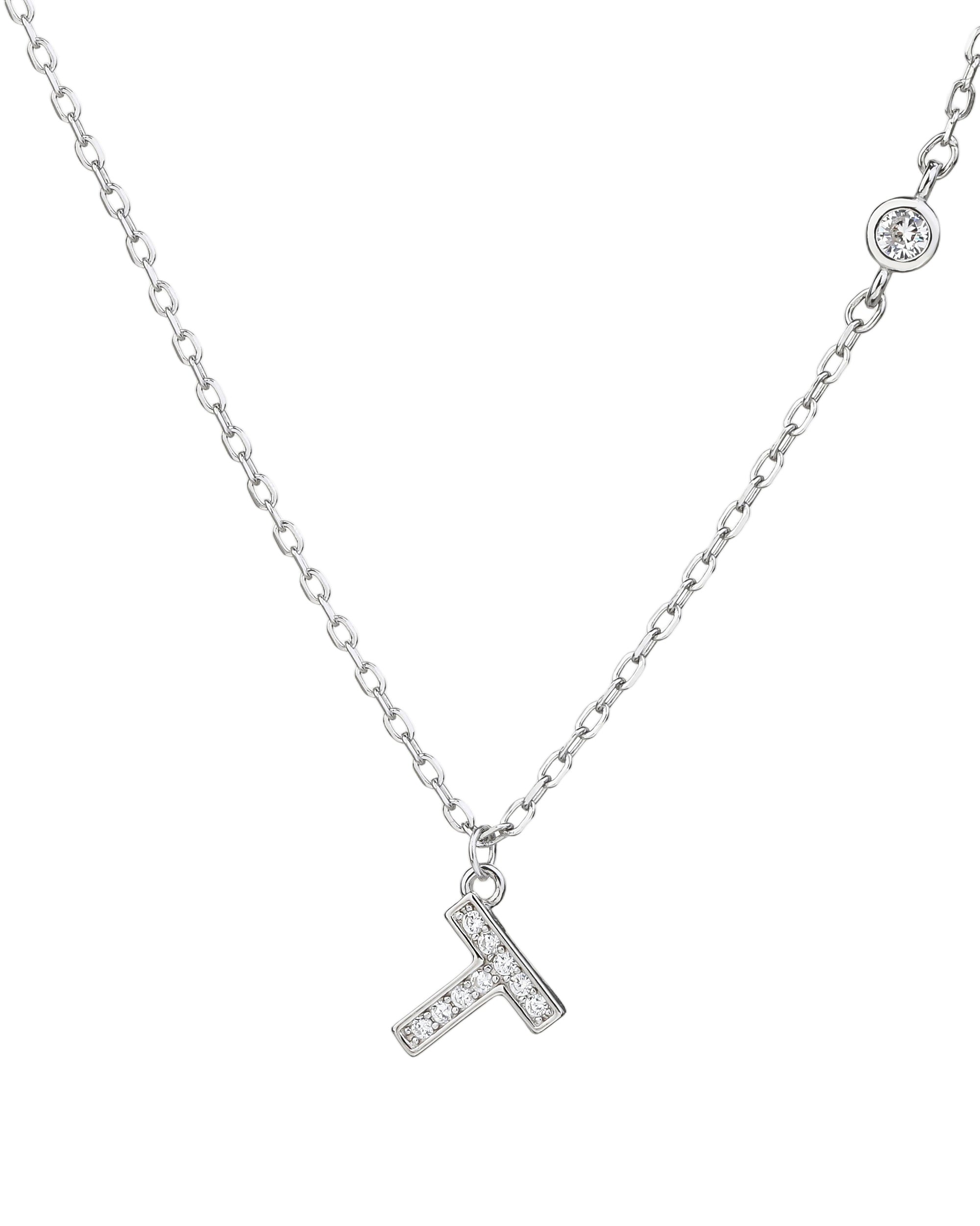 Collar con letra a bisel liso con circonias blanca 45+5cm en rodizado