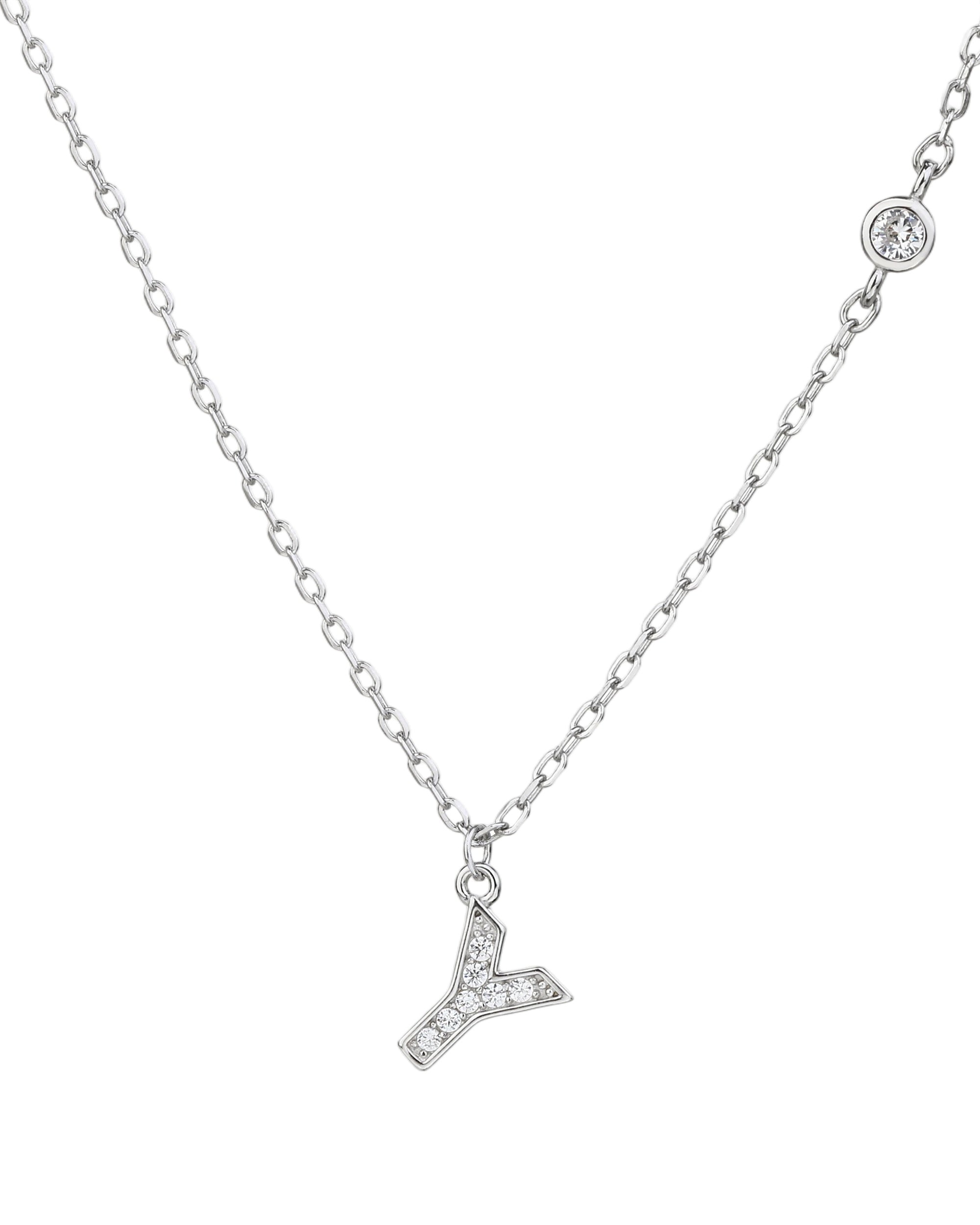 Collar con letra a bisel liso con circonias blanca 45+5cm en rodizado