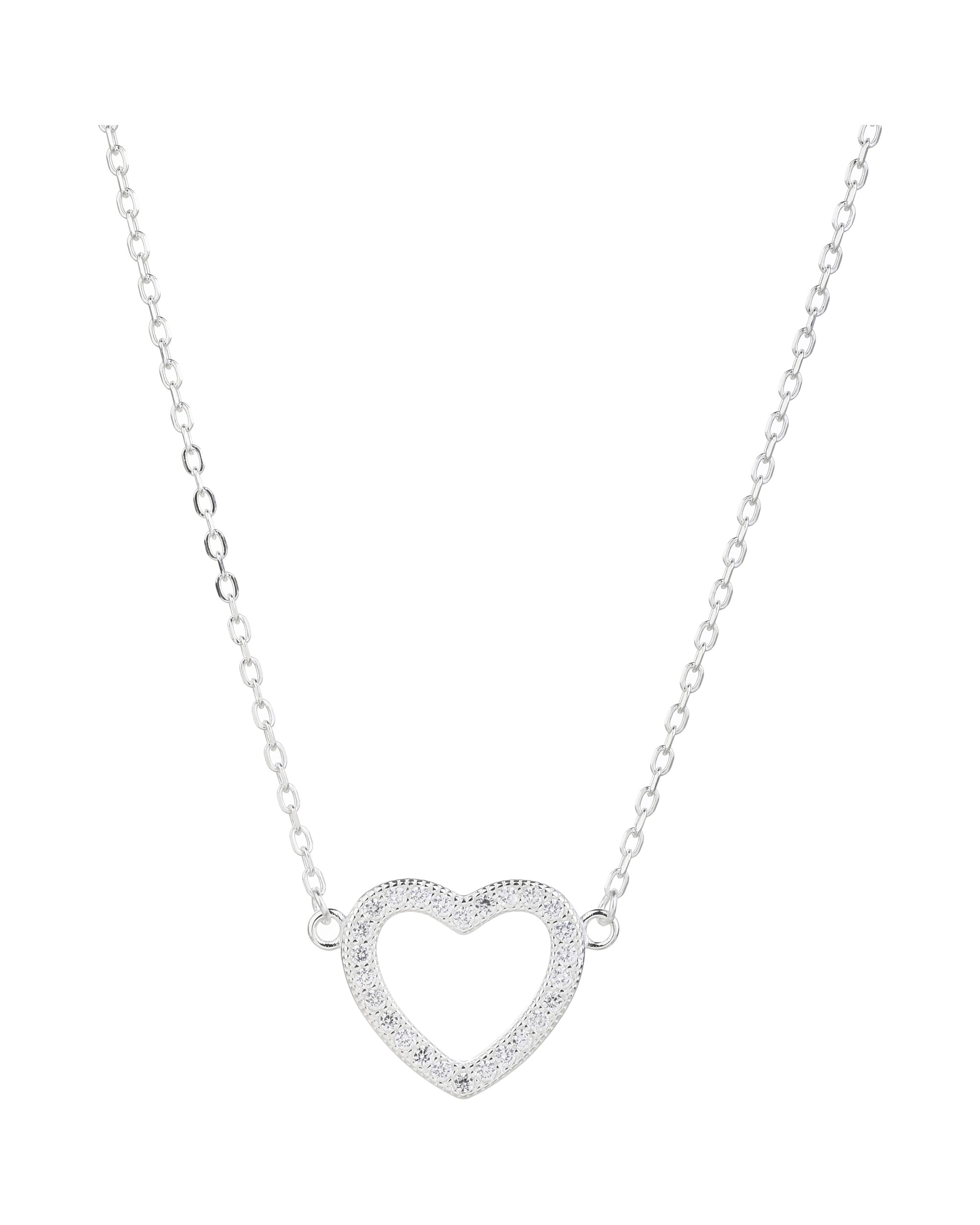 Collar sencillo de corazon con circonia blanca 45+5cm en plateado