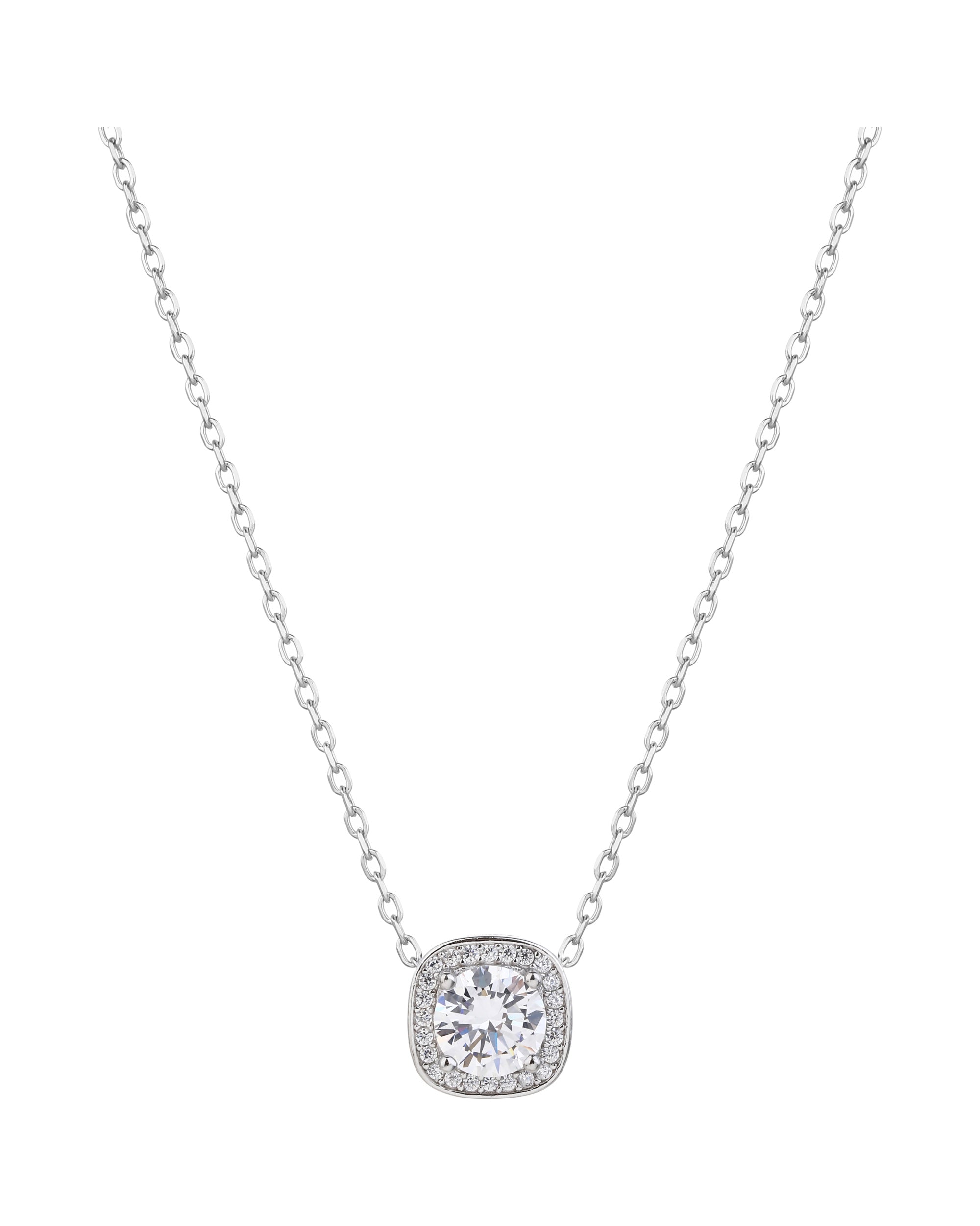 Collar sencillo de cuadro con circonia blanca 45+5cm en rodizado