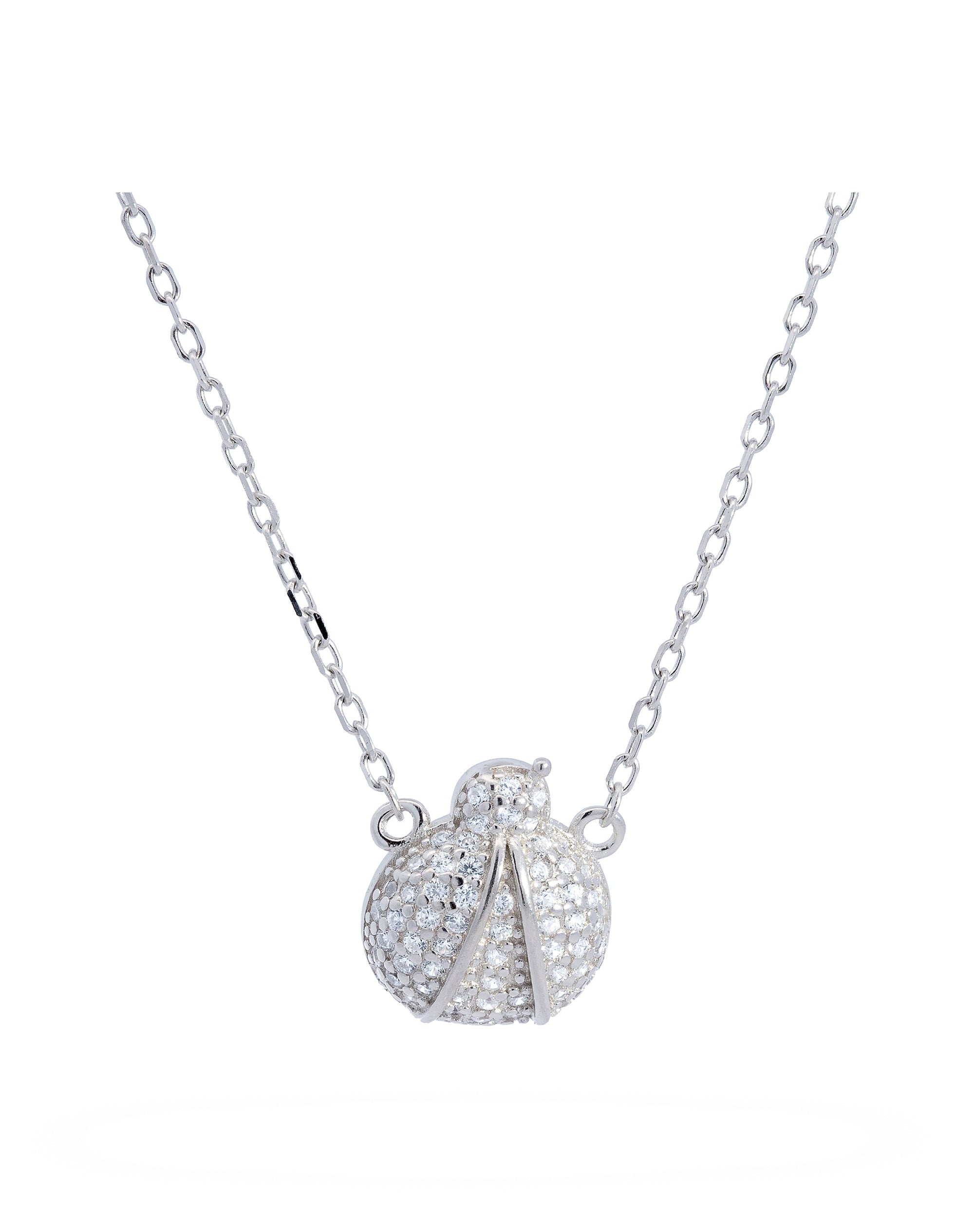 Collar sencillo de catarina con circonia blanca 45+5cm en plateado