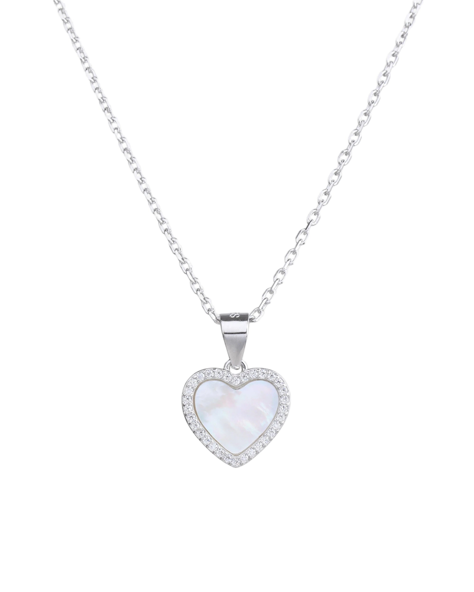 Collar sencillo de corazon madre perla biselado con circonias 45+5cm en rodizado