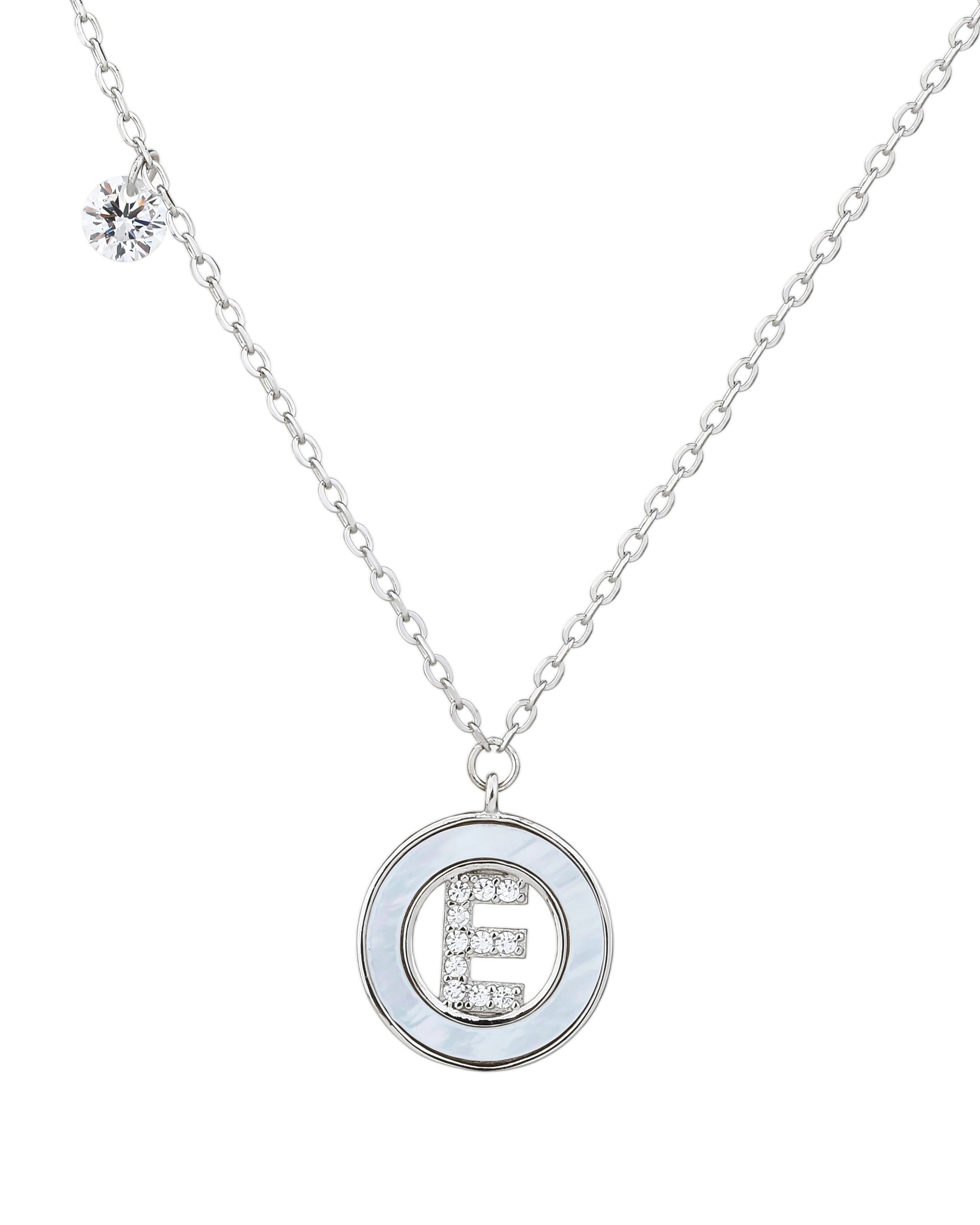 Collar de letra madre perla con circonia blanca 45+5cm en rodizado