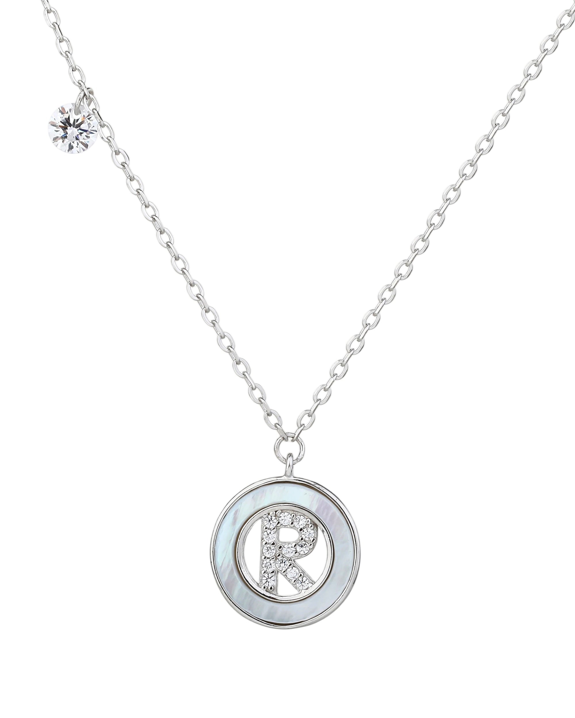 Collar de letra madre perla con circonia blanca 45+5cm en rodizado