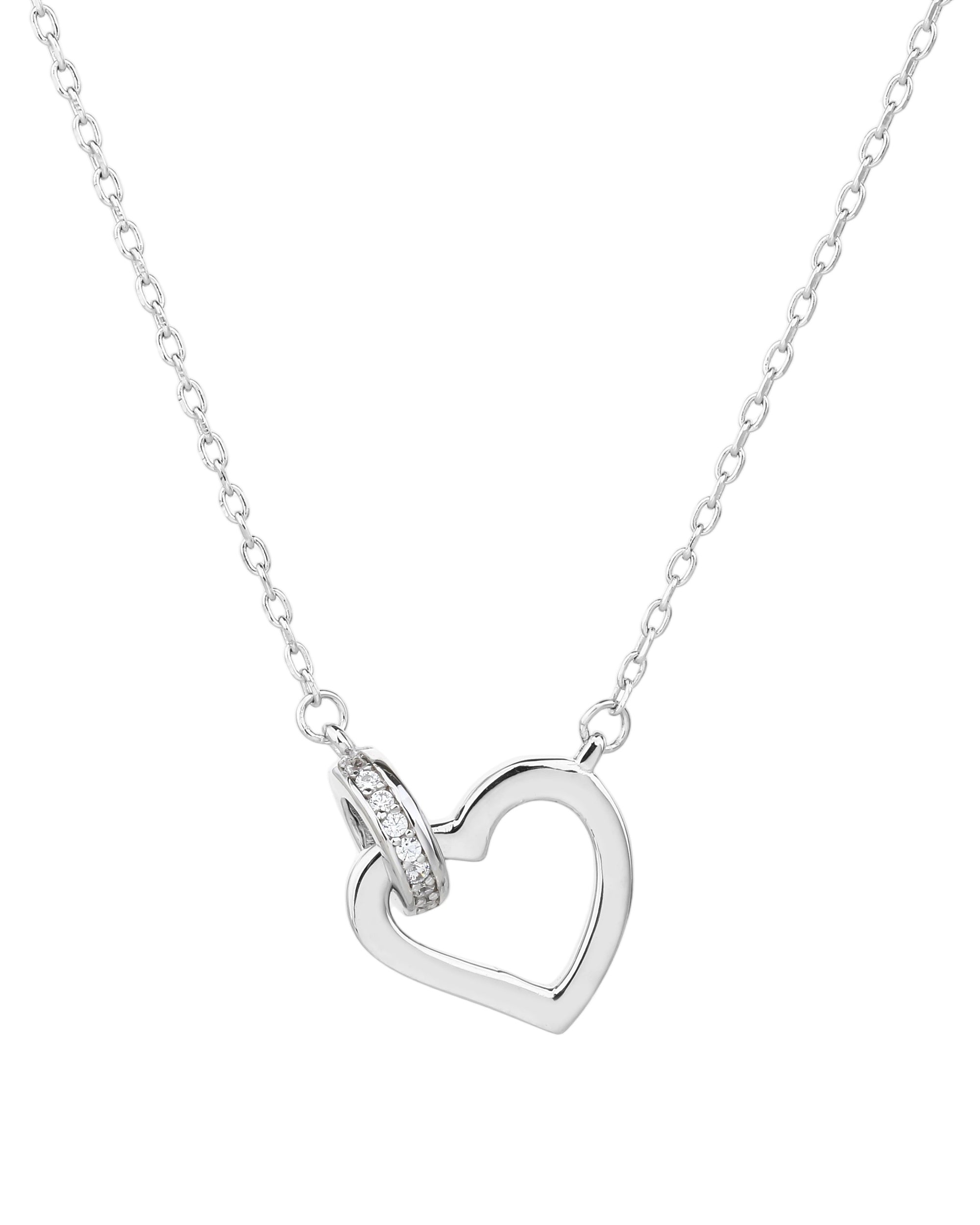Collar sencillo de corazon con circonia blanca 45+5cm en rodizado
