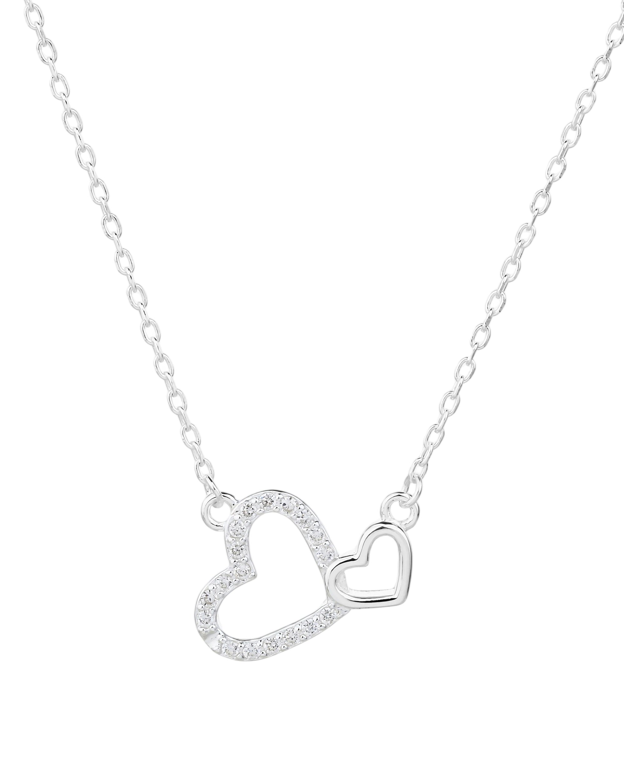 Collar sencillo de corazones con circonia blanca 45+5cm en plateado