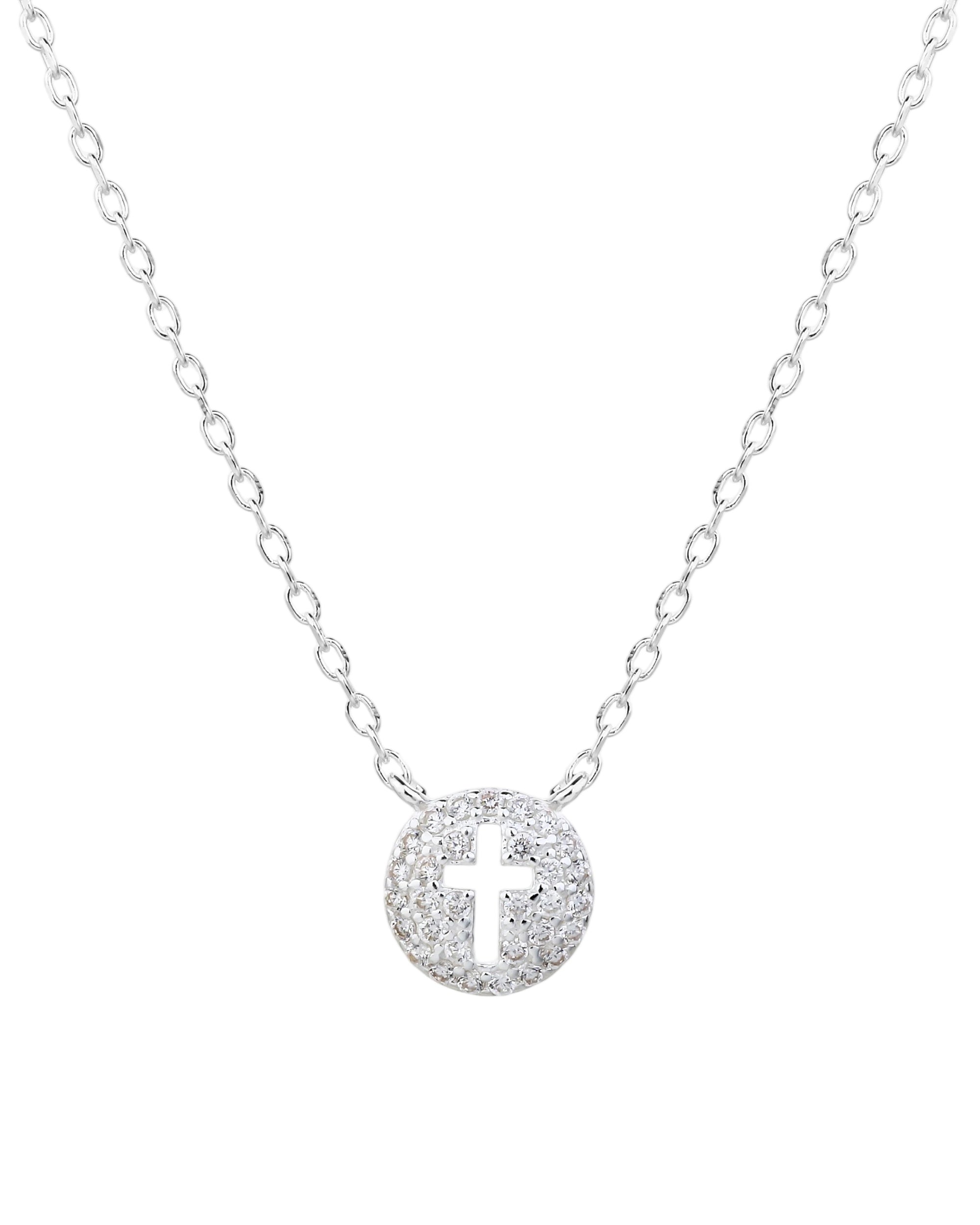 Collar sencillo de Cruz con circonia blanca 45+5cm en plateado