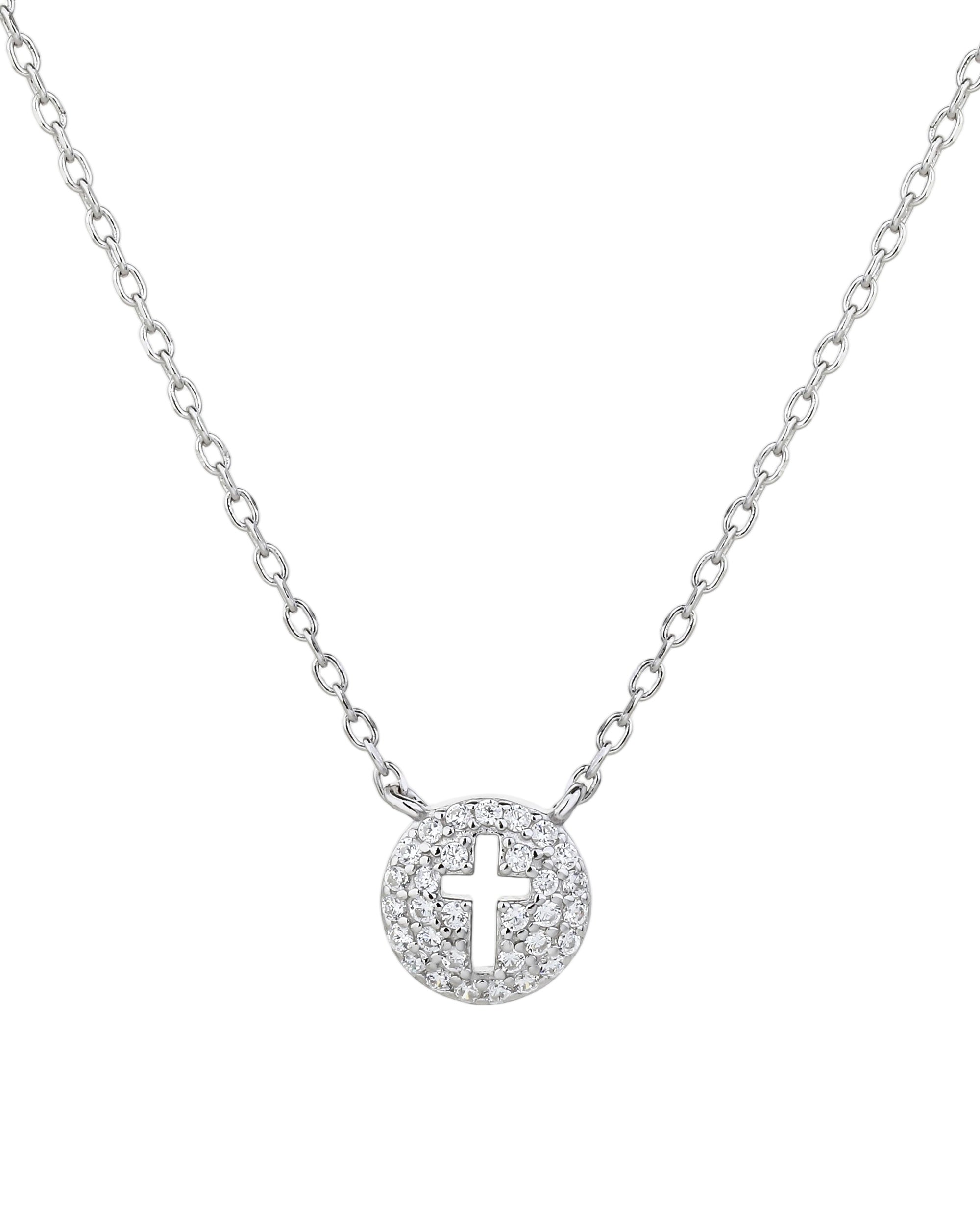 Collar sencillo de cruz con circonia blanca 45+5cm en rodizado