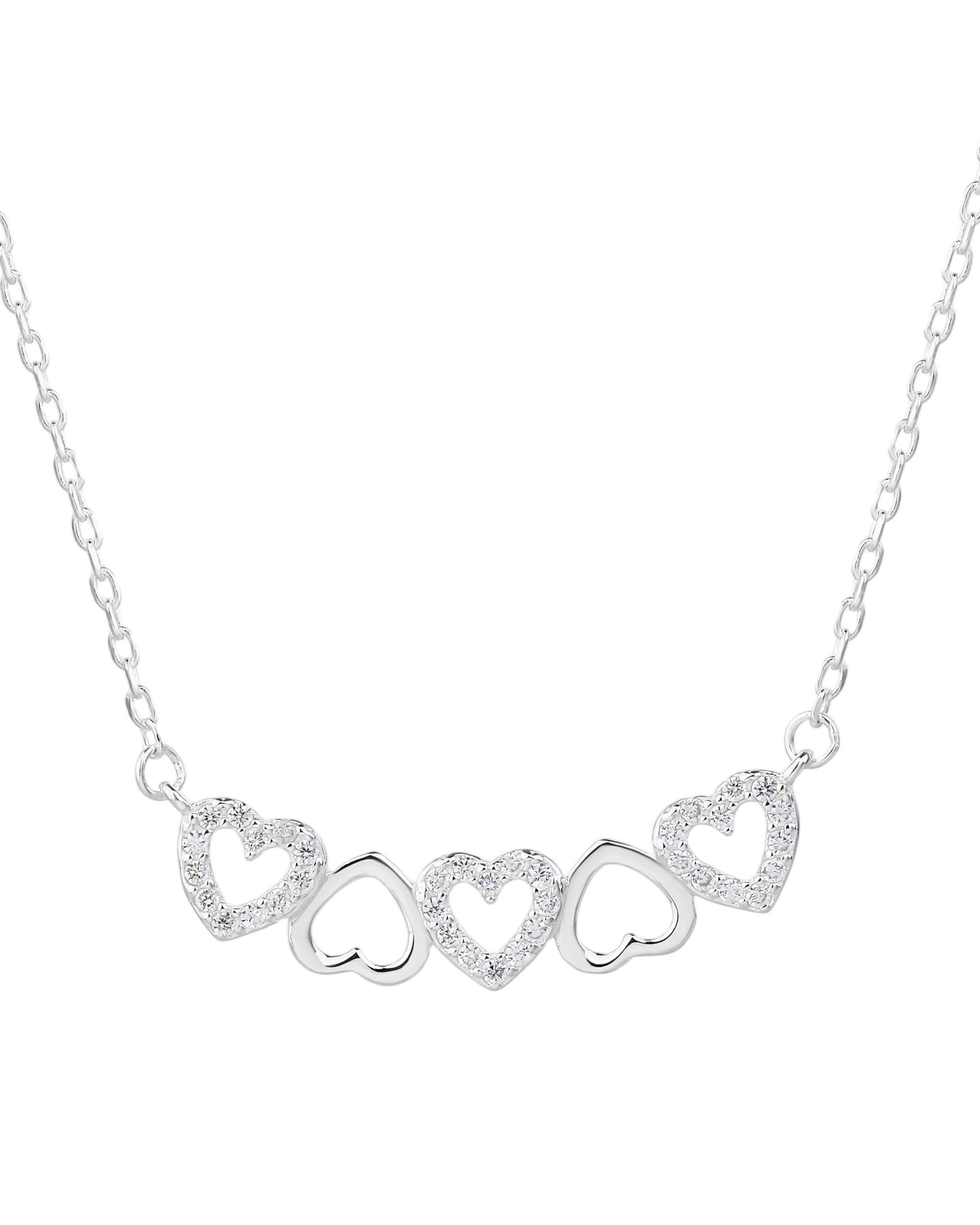 Collar sencillo de corazones con circonia blanca 45+5cm en plateado
