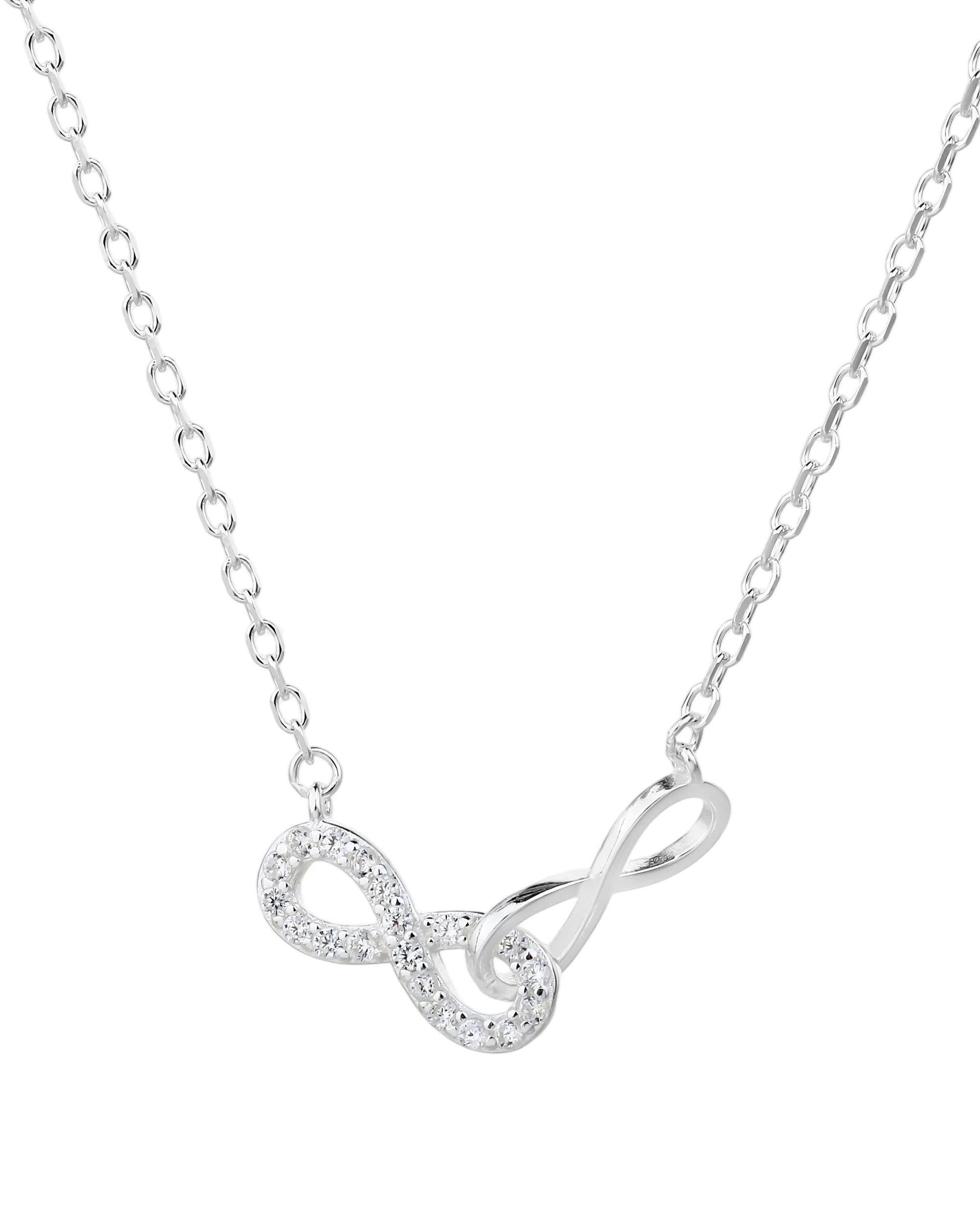 Collar sencillo de infinitos entrelazados con circonias blanca 45+5cm en plateado