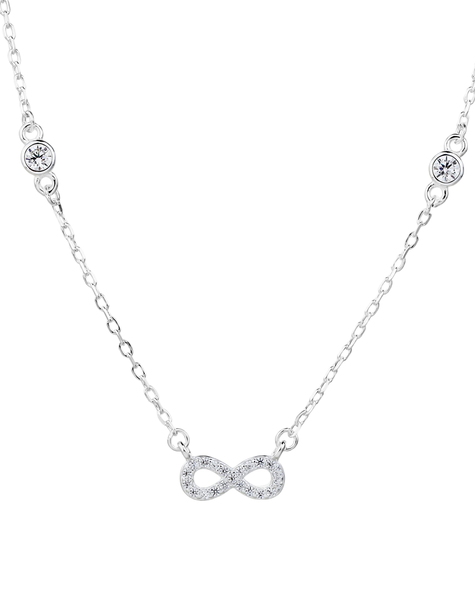 Collar sencillo de infinito con circonias blanca 45+5cm en plateado