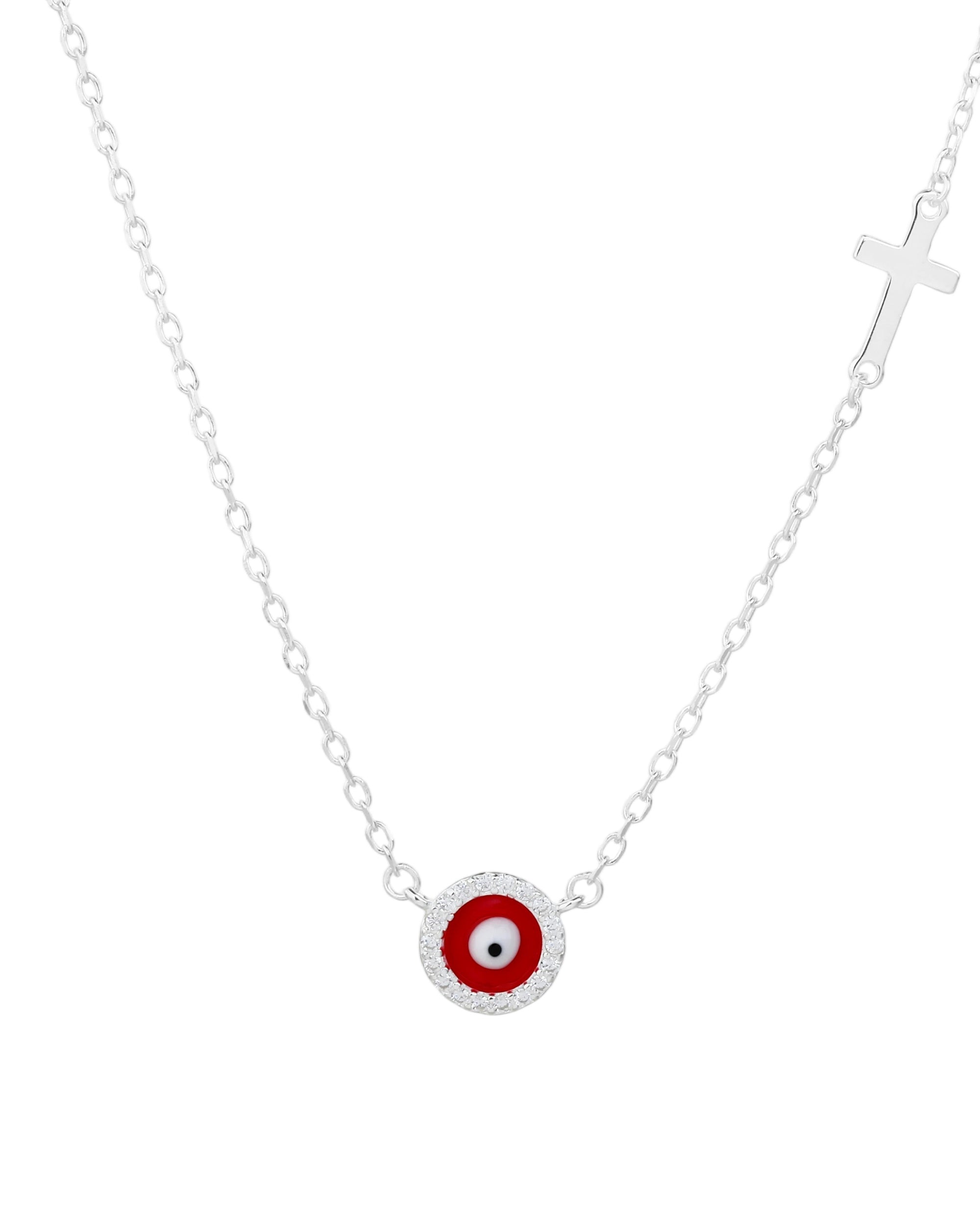 Collar sencillo con ojitos rojos 45+5cm en plateado